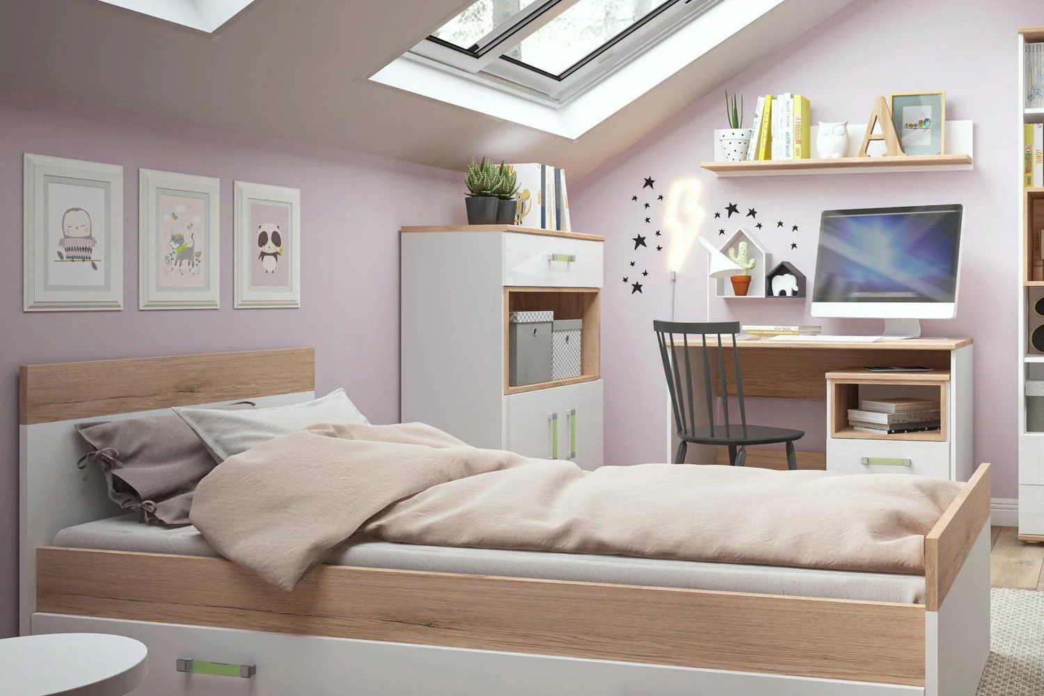 4kids 1 Drawer Bedside Cabinet With Lemon Handles - Image 3
