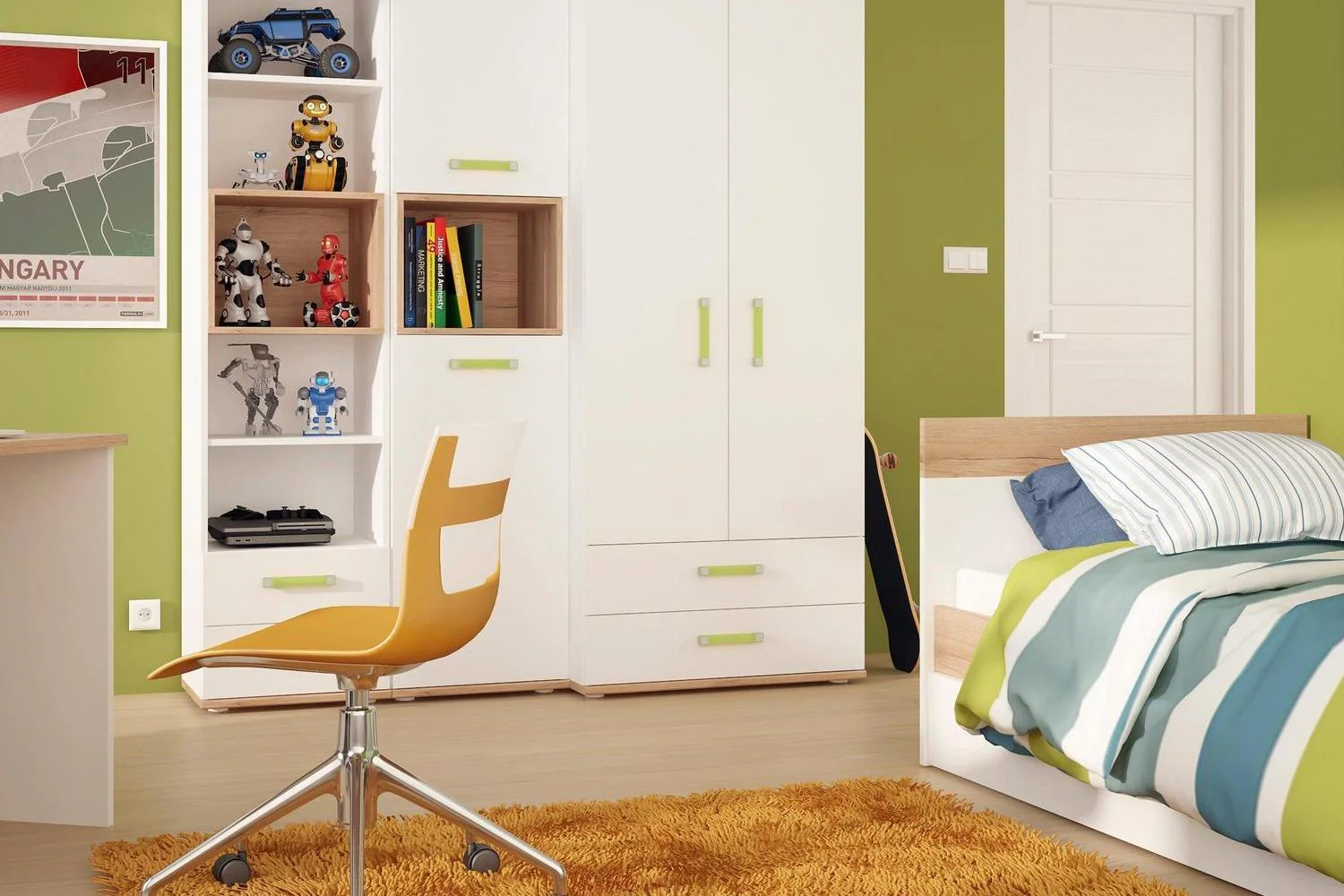 4kids 1 Drawer Bedside Cabinet With Lemon Handles - Image 4