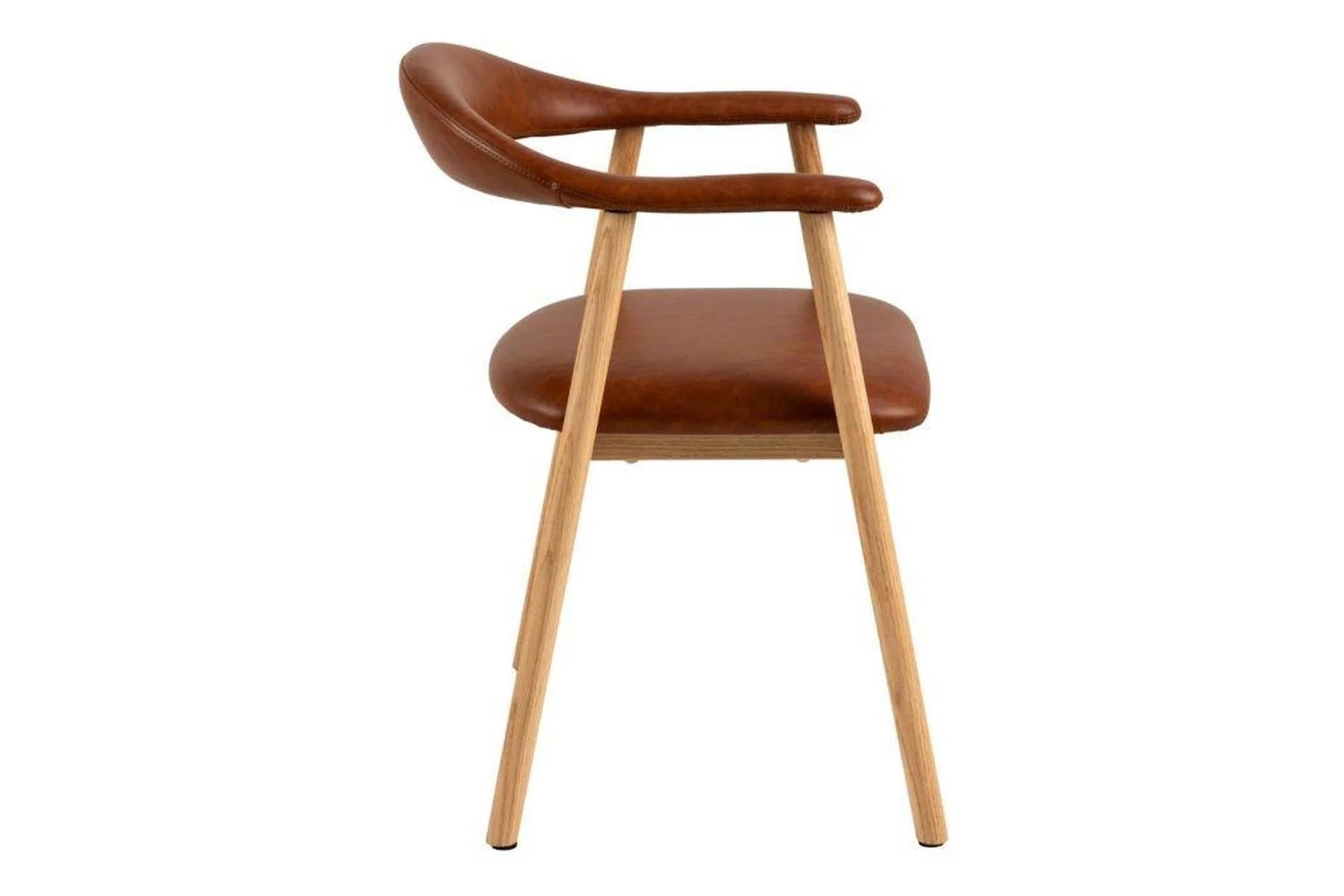 Addi Dining Chair With Armrest in PU Retro Brandy Set of 2 - Image 3