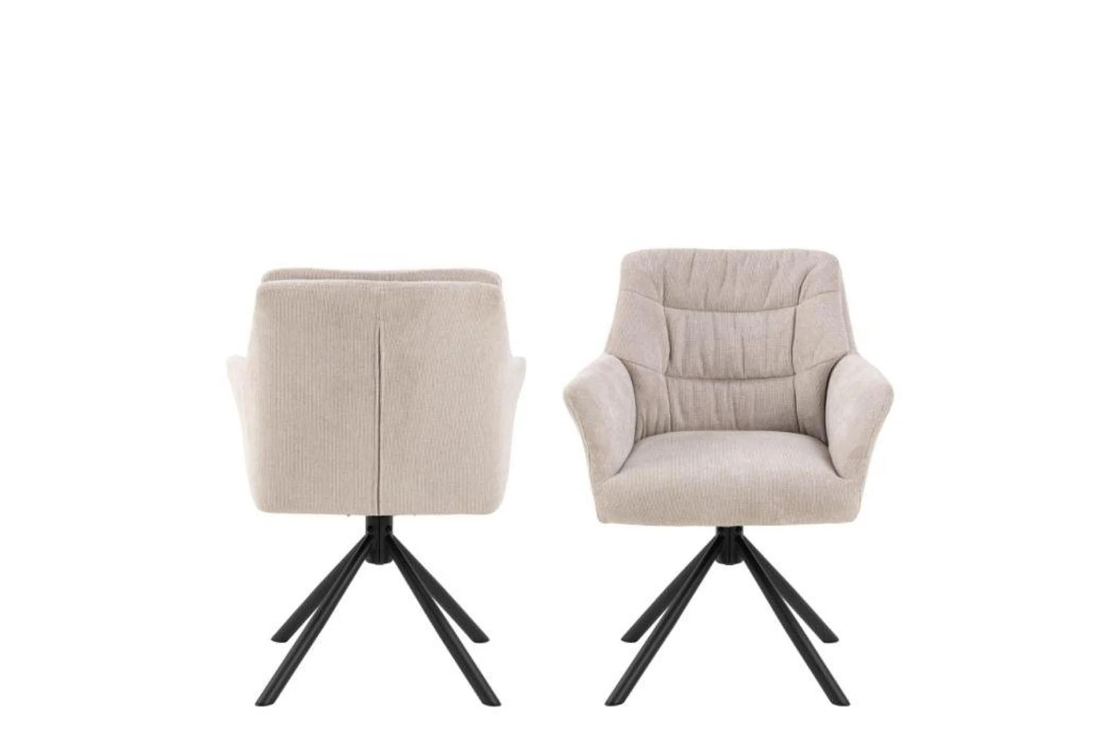 Alonso Swivel Cream Dining Chair with Armrest Set of 2 - Image 3
