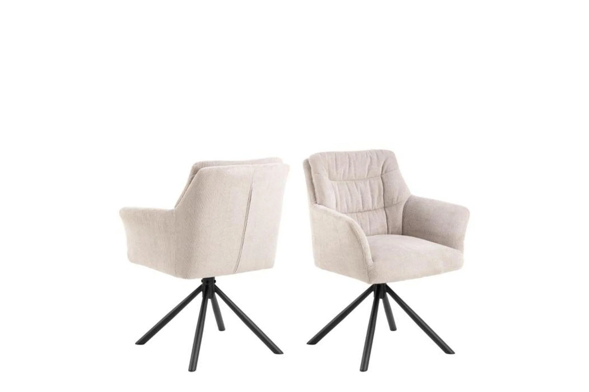 Alonso Swivel Cream Dining Chair with Armrest Set of 2 - Image 4