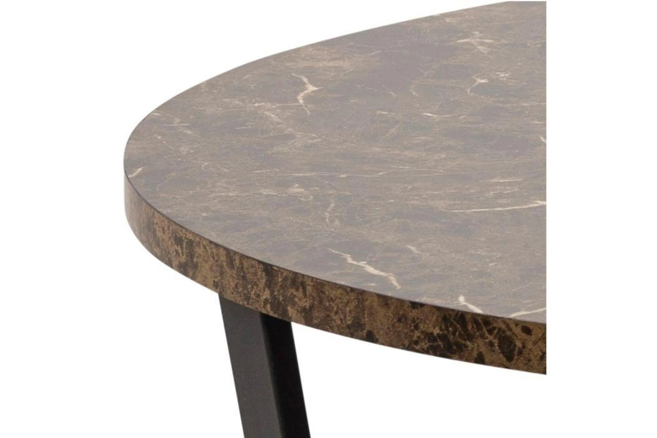 Amble Round Dining Table with Brown Marble Melamine Top & Black Legs 110cm - Image 4