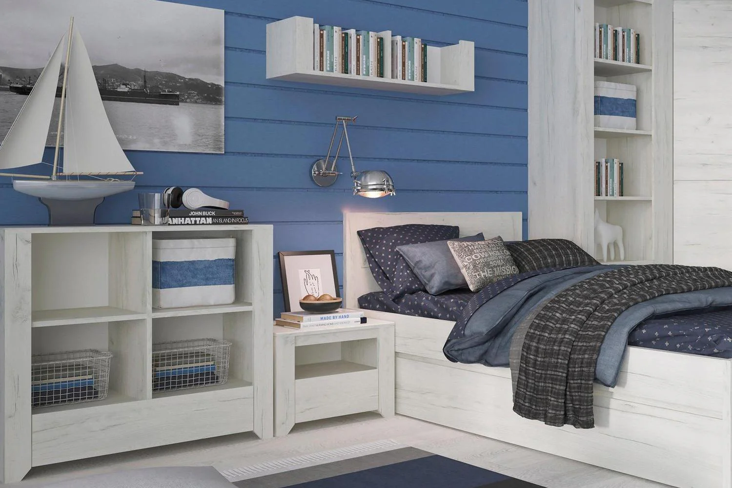 Angel Express Delivery 1 Drawer Bedside Table in White Craft Oak - Image 4