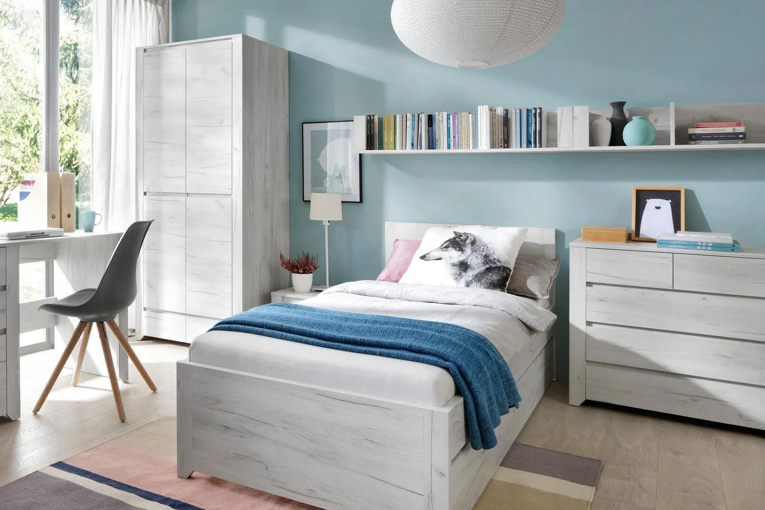 Angel Express Delivery 1 Drawer Bedside Table in White Craft Oak - Image 5