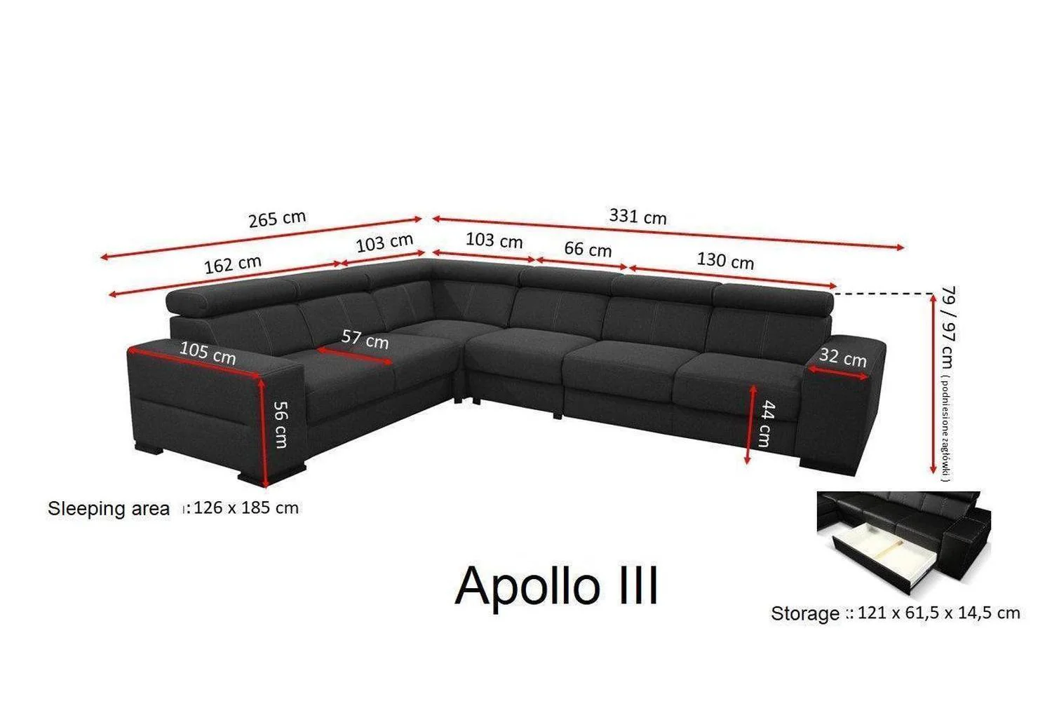 Apollo Pr3 Corner Sofa Bed With Storage - Image 4