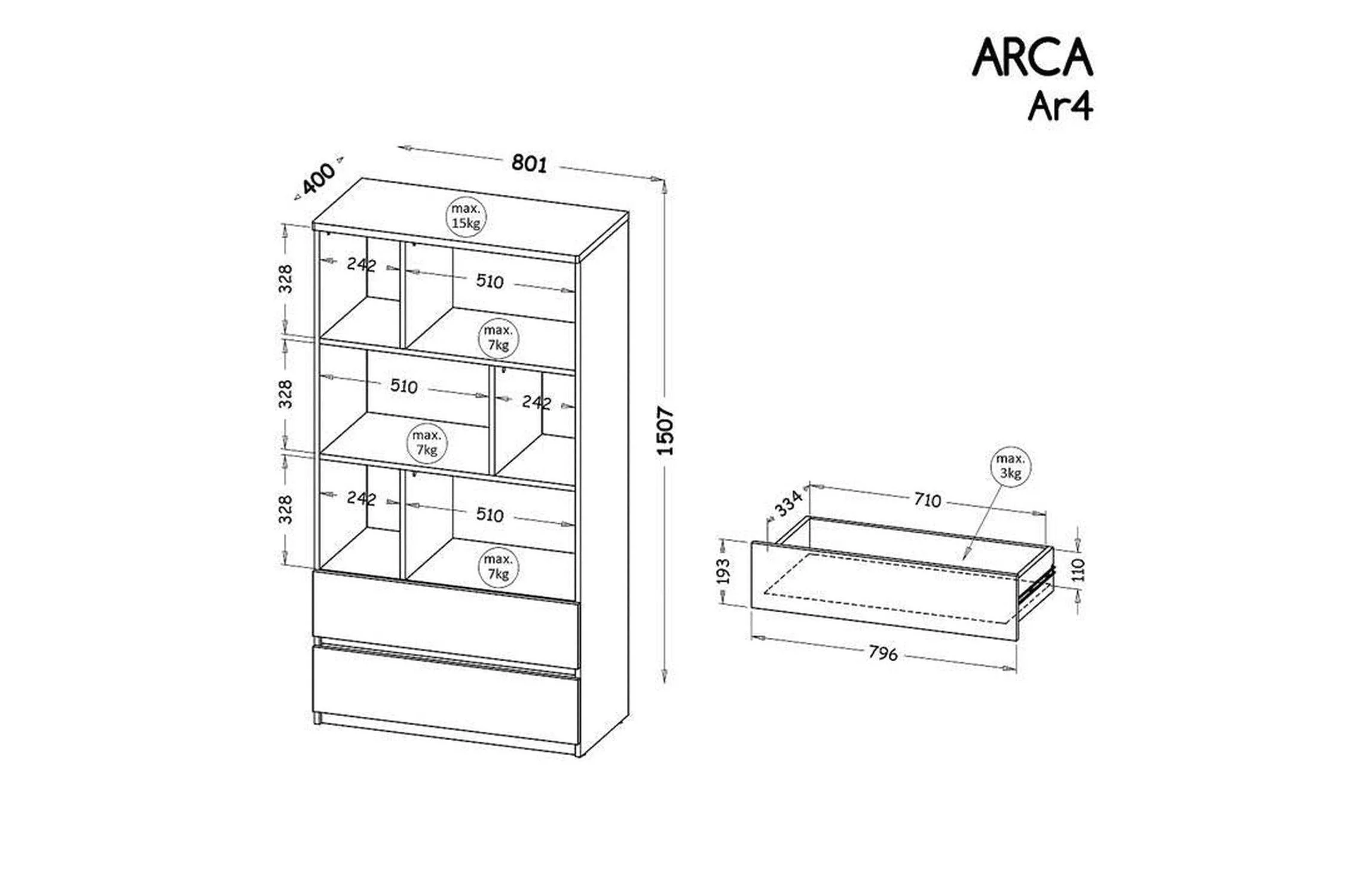 Arca Express Delivery Bookcase 80 With Drawers Oak Wotan/White - Image 2