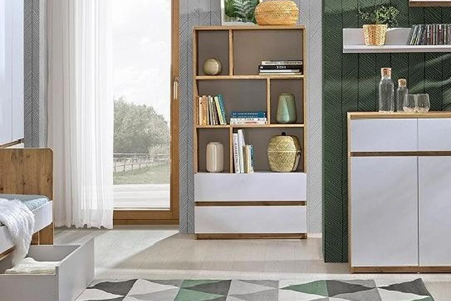 Arca Express Delivery Bookcase 80 With Drawers Oak Wotan/White - Image 3