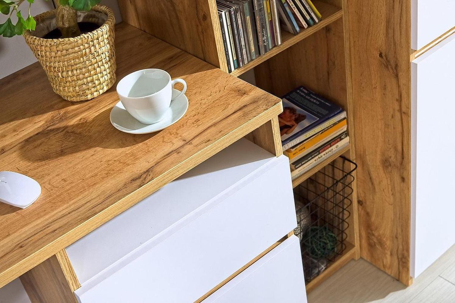 Arca Express Delivery Bookcase 80 With Drawers Oak Wotan/White - Image 4