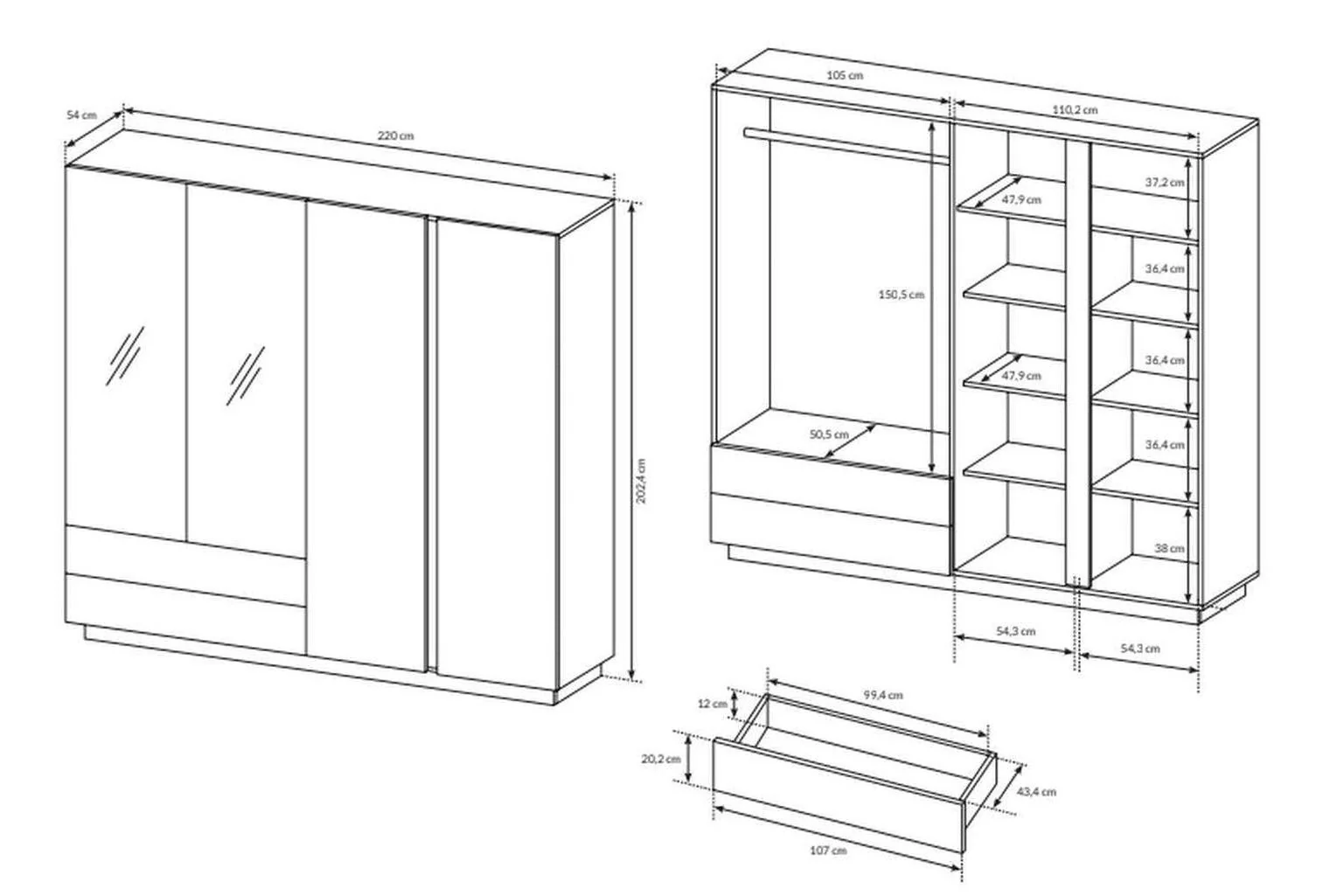 Arco Wardrobe 220 - Image 3