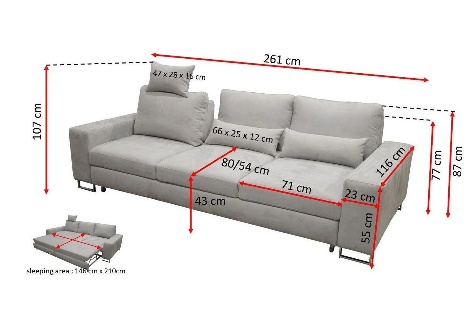 Asti 3 Seater Sofa Bed - Image 3