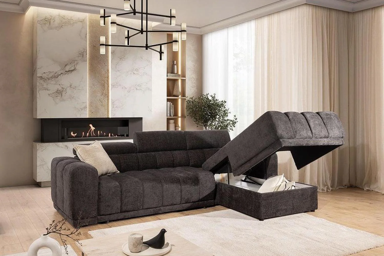 Augusto Corner Sofa Bed With Storage - Image 6