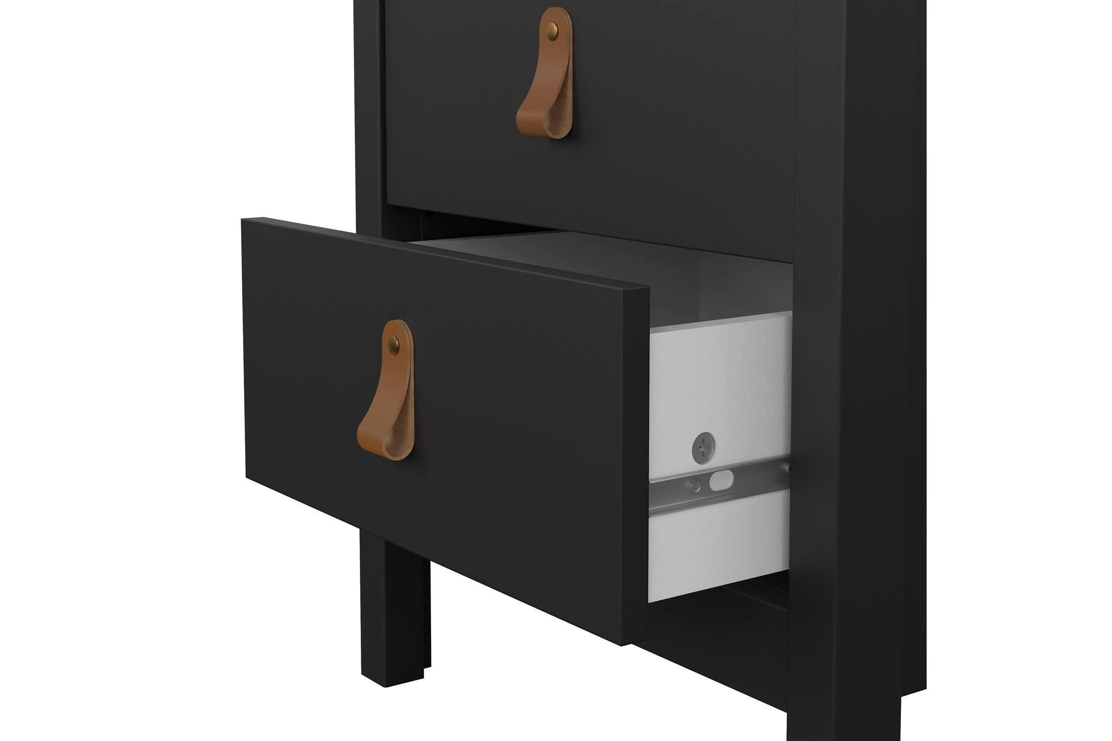 Barcelona Bedside Table 2 Drawers In Matt Black - Image 10