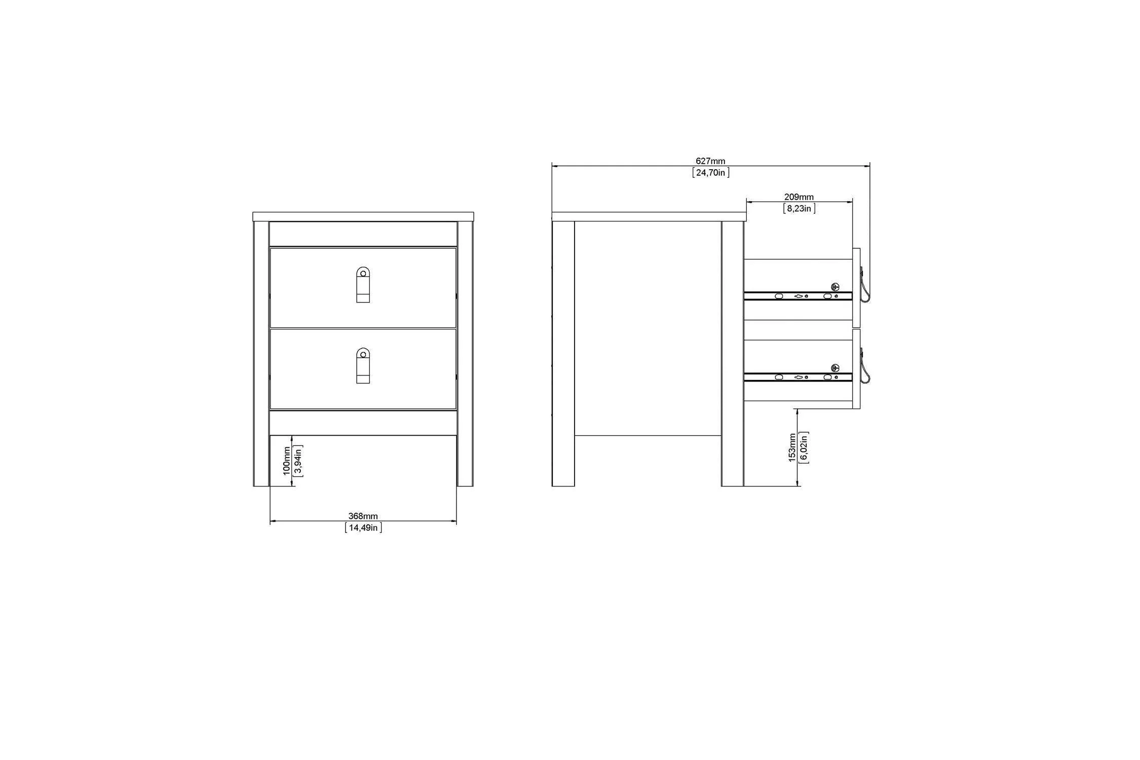 Barcelona Bedside Table 2 Drawers In Matt Black - Image 12