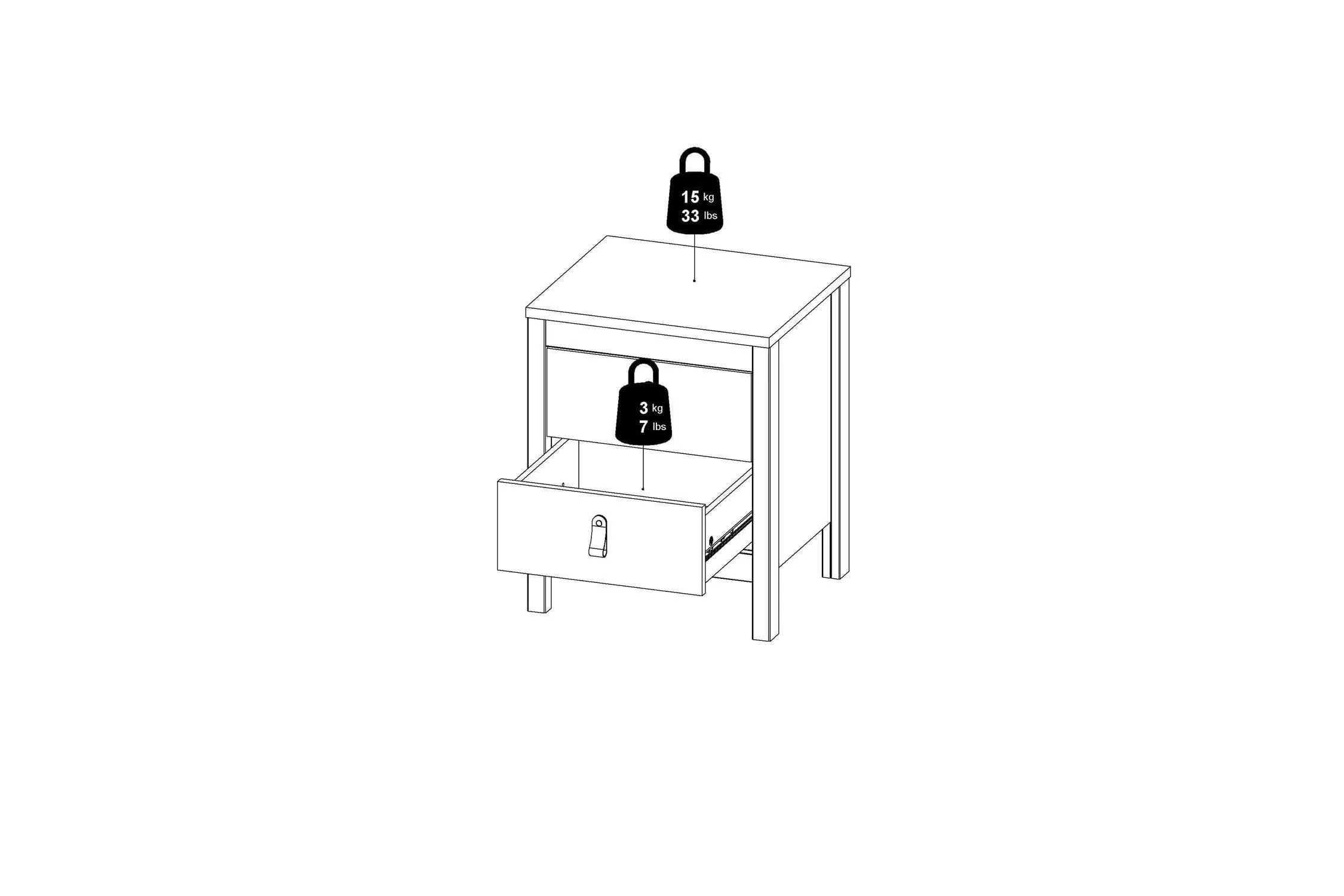 Barcelona Bedside Table 2 Drawers In Matt Black - Image 13