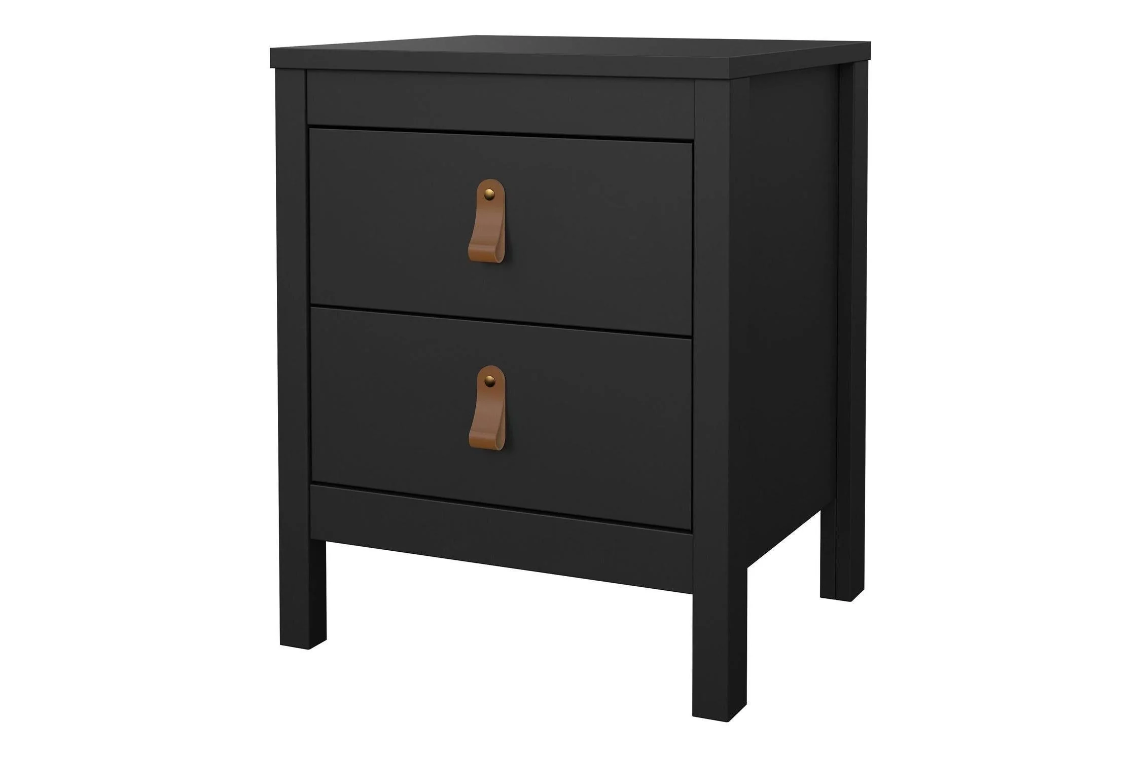 Barcelona Bedside Table 2 Drawers In Matt Black - Image 3