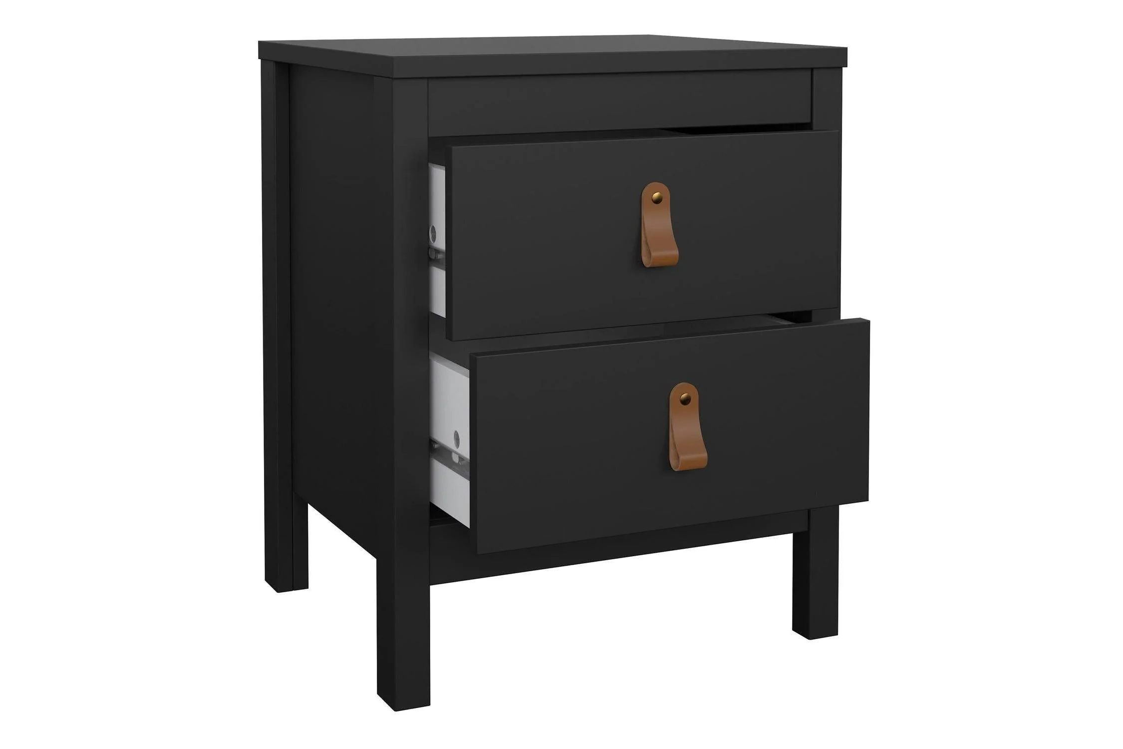 Barcelona Bedside Table 2 Drawers In Matt Black - Image 4