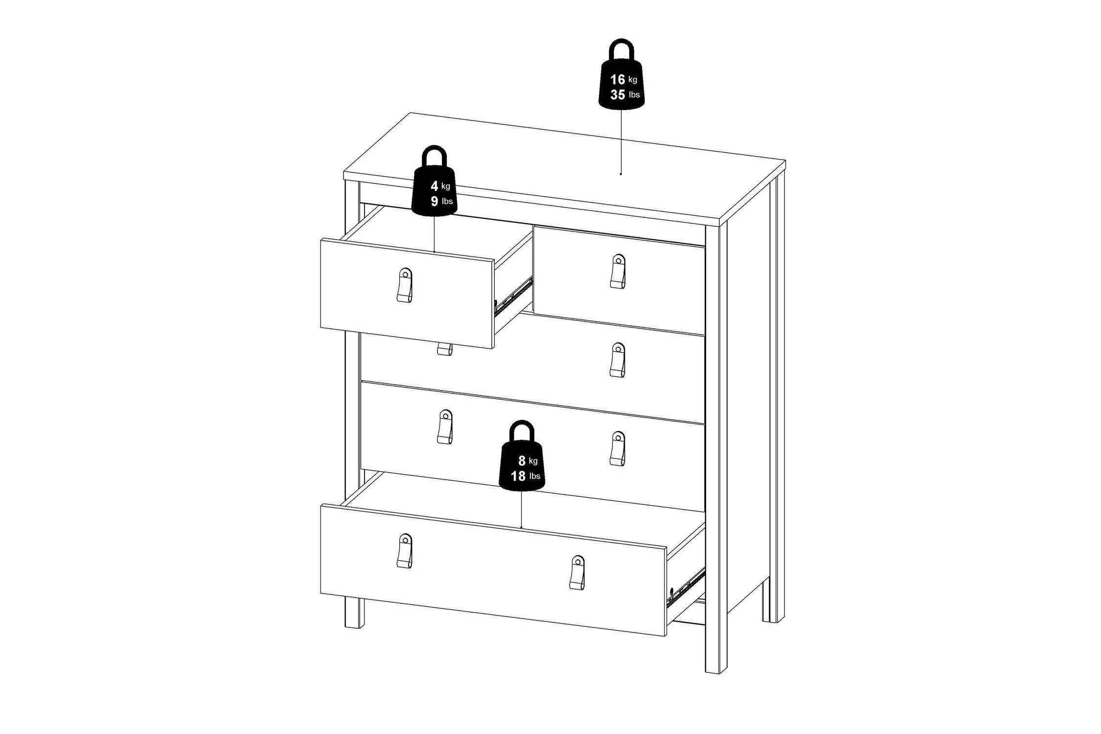 Barcelona Chest 3+2 Drawers In White - Image 11