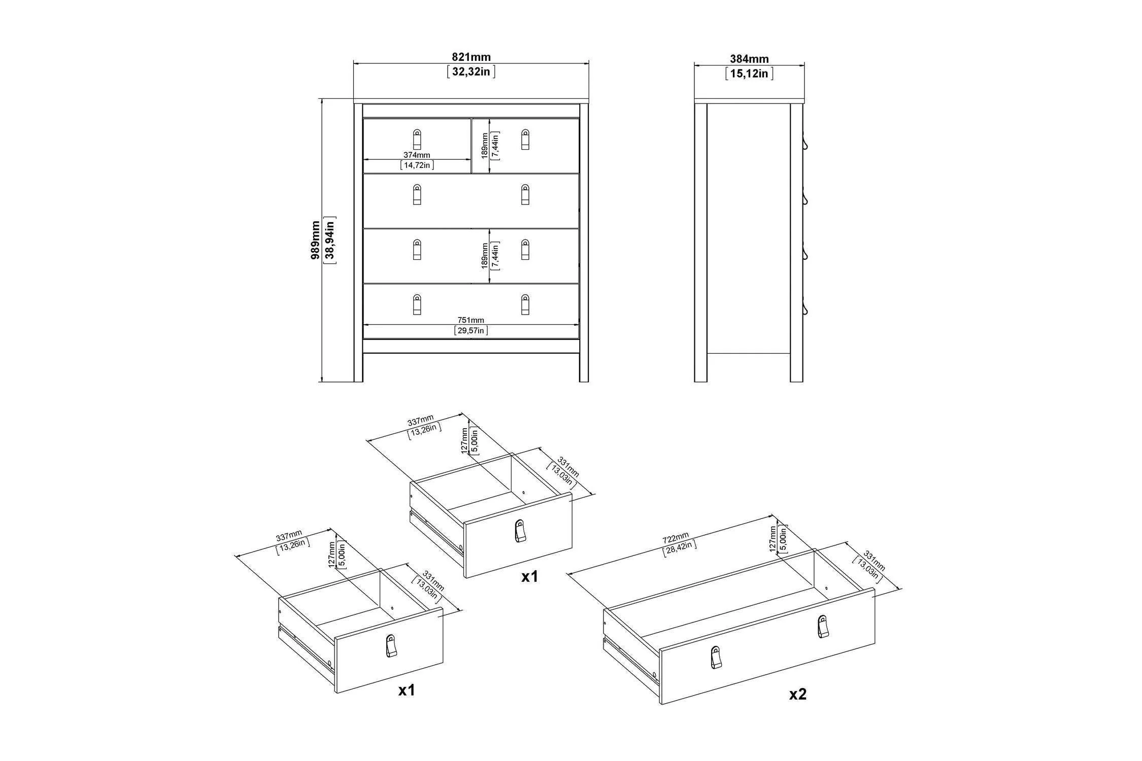 Barcelona Chest 3+2 Drawers In White - Image 9