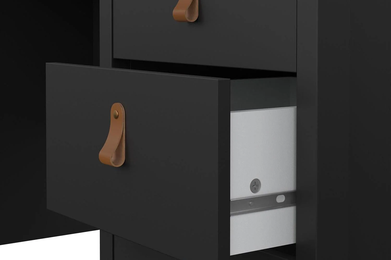 Barcelona Desk 3 Drawers In Matt Black - Image 8