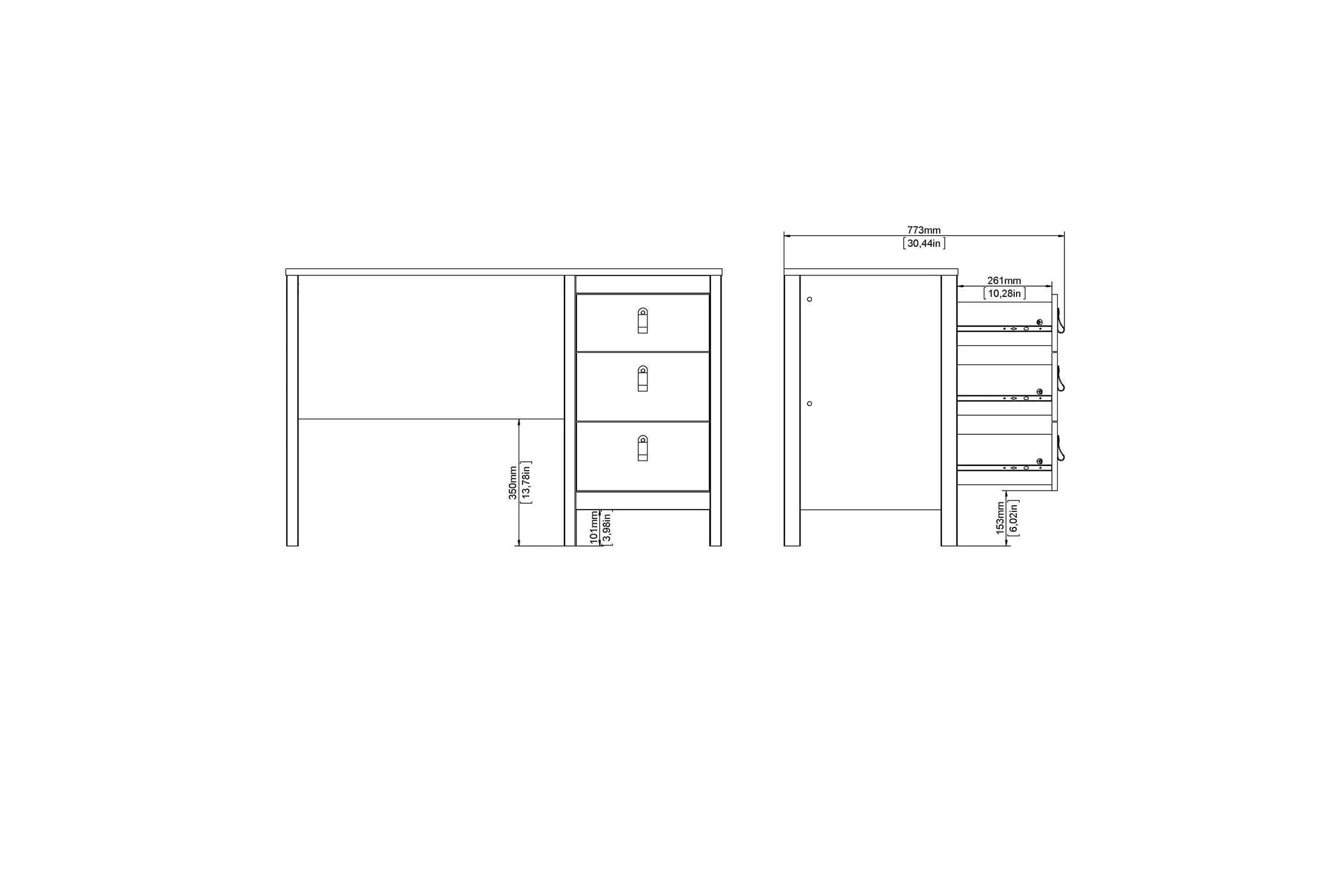 Barcelona Desk 3 Drawers In White - Image 11