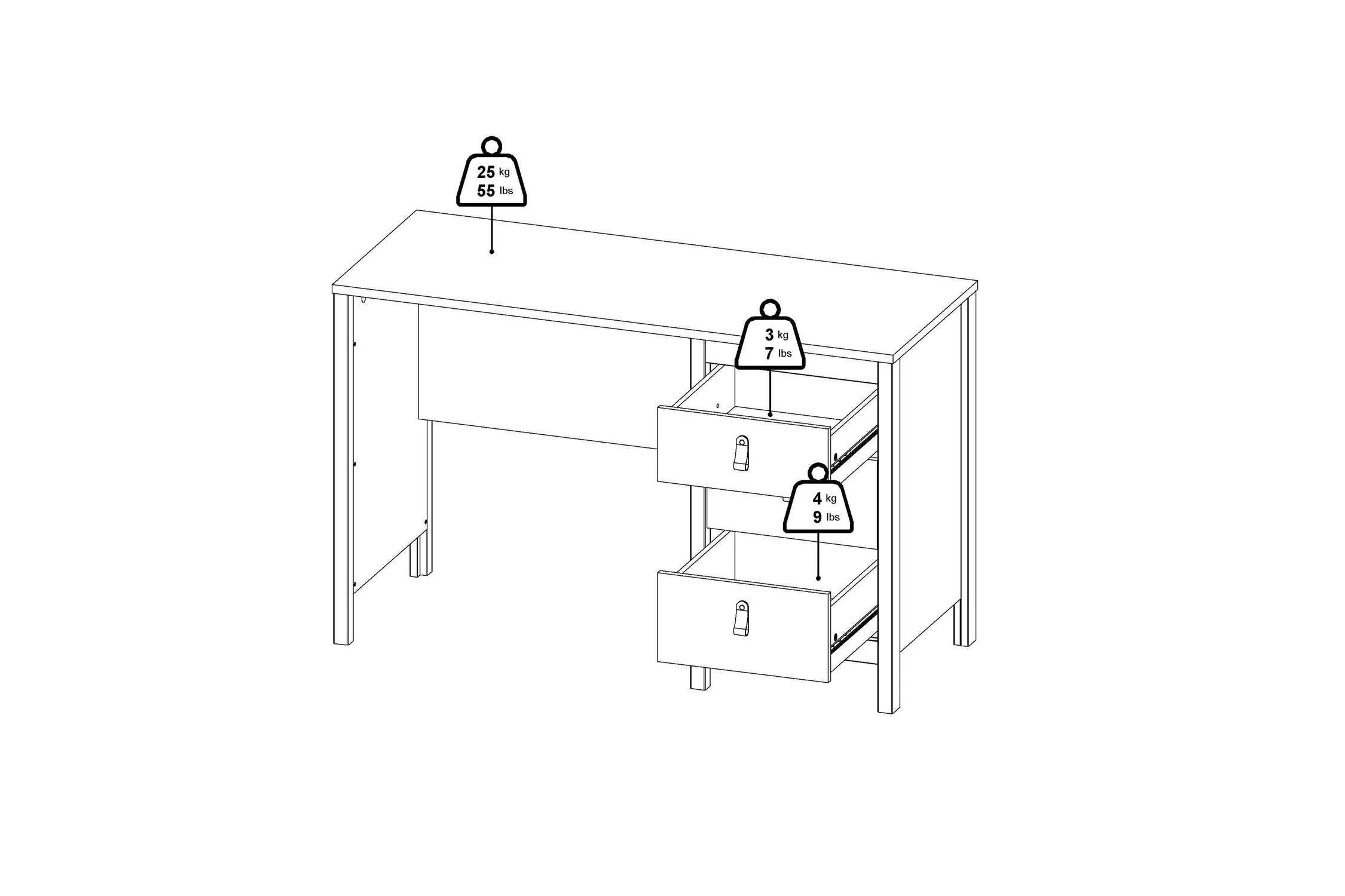 Barcelona Desk 3 Drawers In White - Image 12