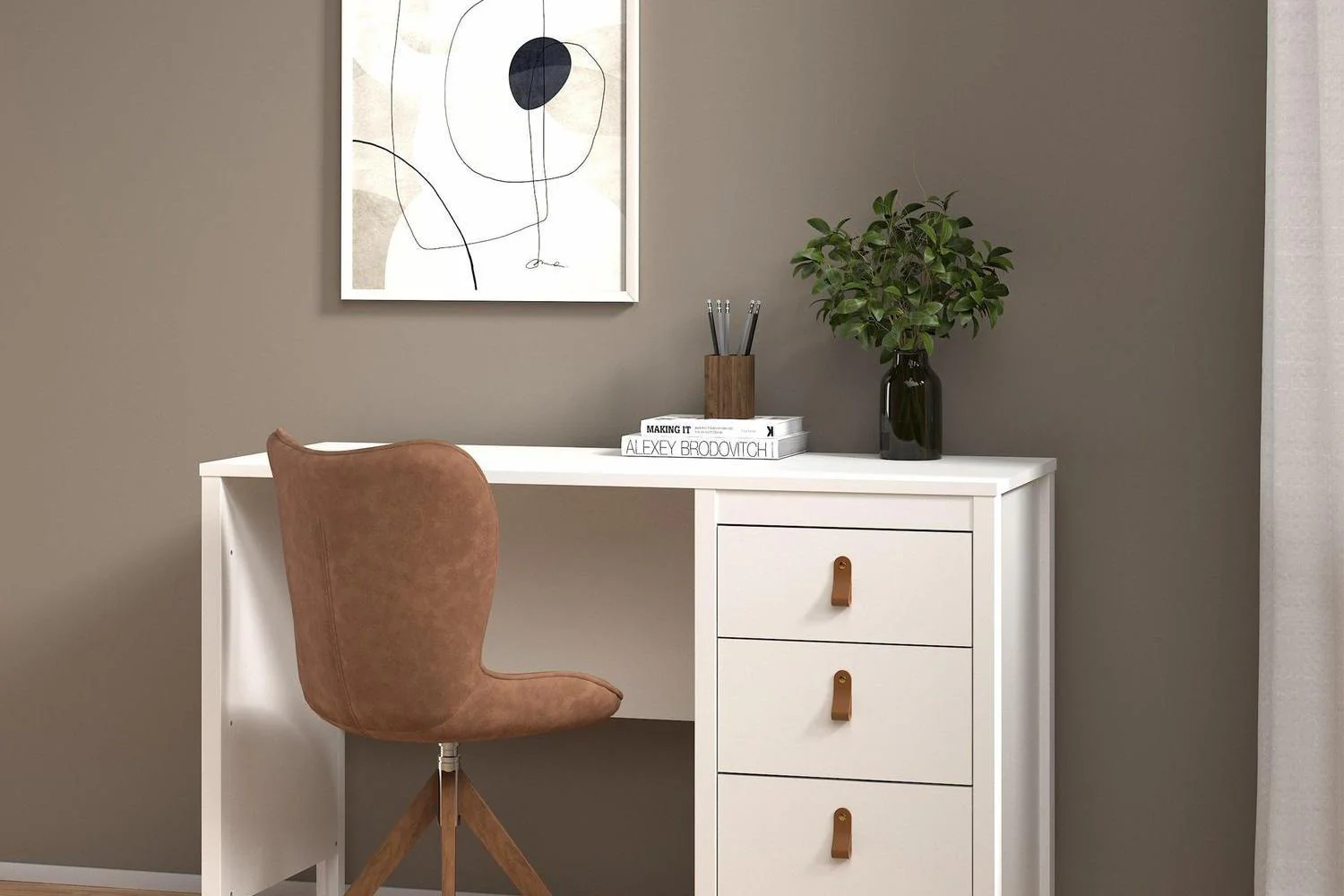 Barcelona Desk 3 Drawers In White - Image 6