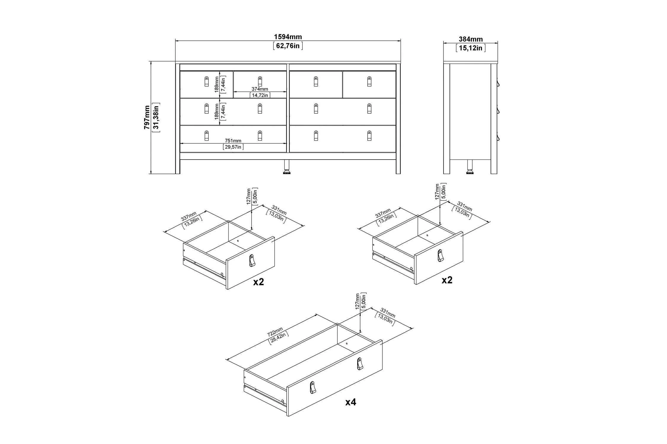 Barcelona 4+4 Chest of Drawers In White - Image 9