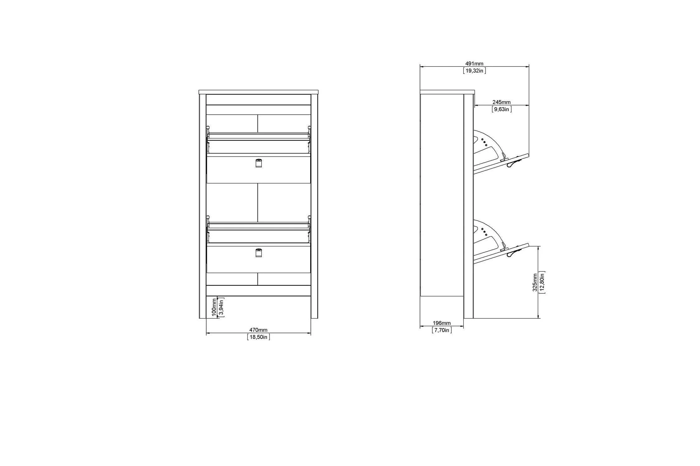 Barcelona Shoe Cabinet 2 Flip Down Doors In Matt Black - Image 10