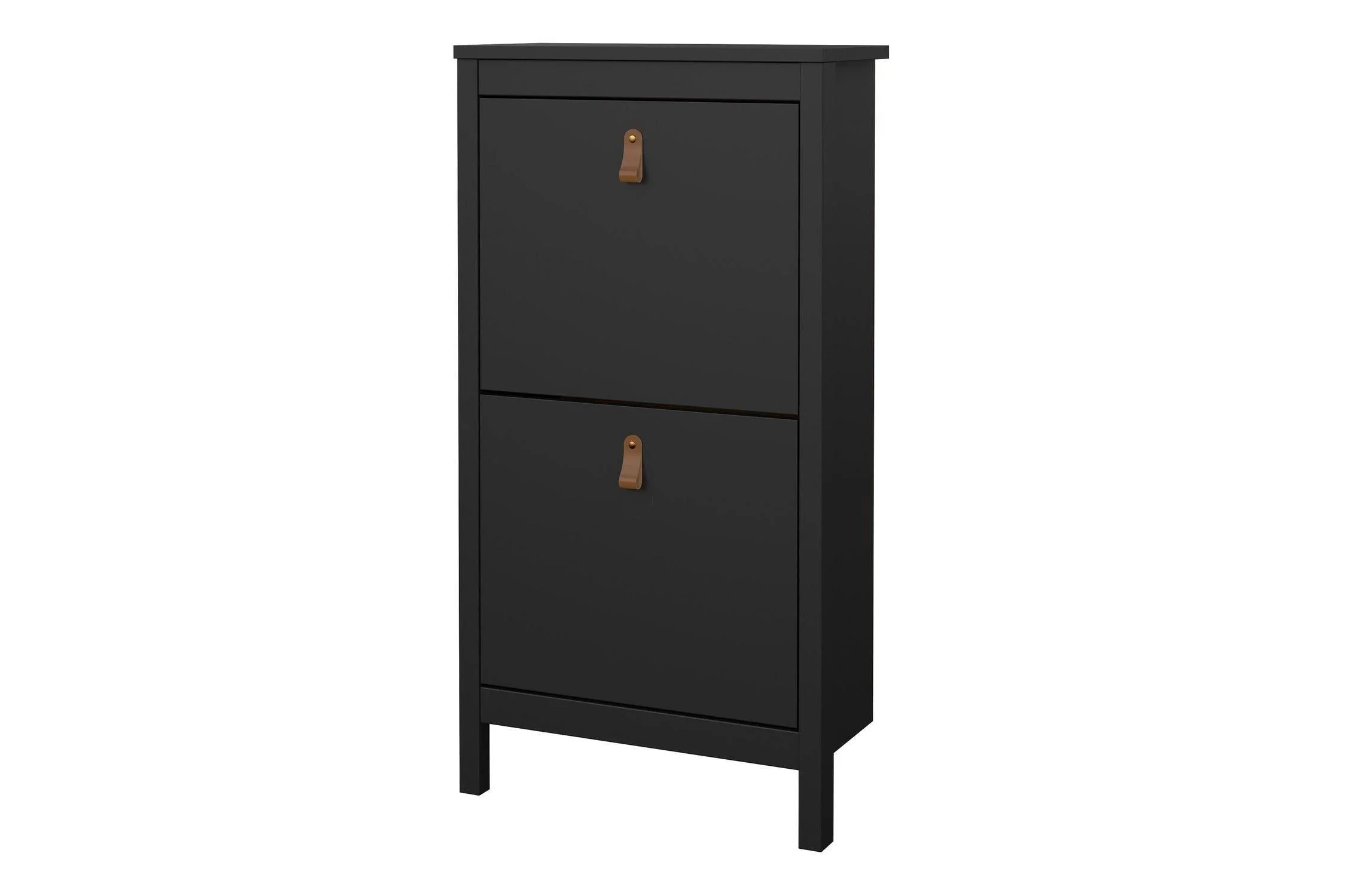 Barcelona Shoe Cabinet 2 Flip Down Doors In Matt Black - Image 3
