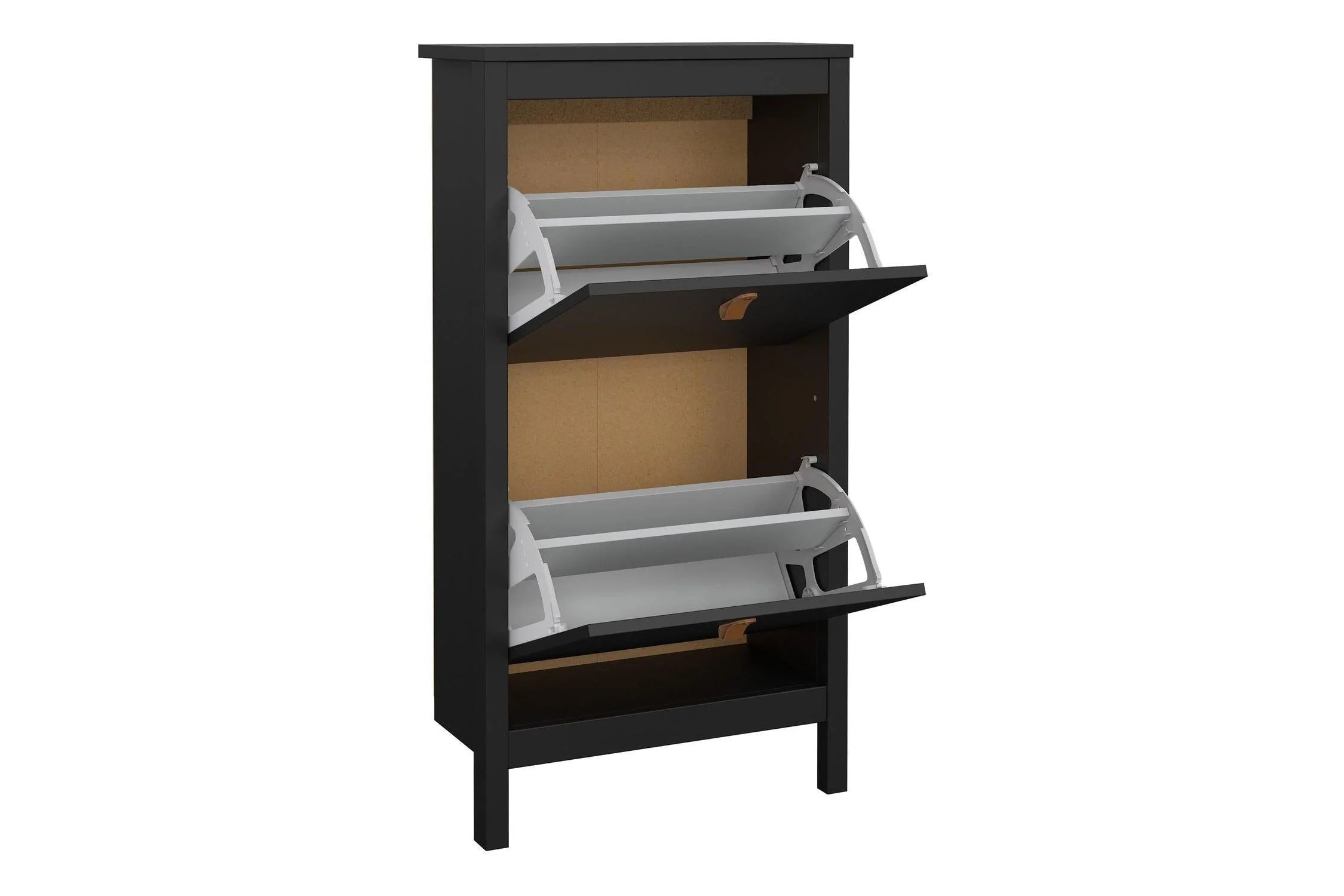 Barcelona Shoe Cabinet 2 Flip Down Doors In Matt Black - Image 5