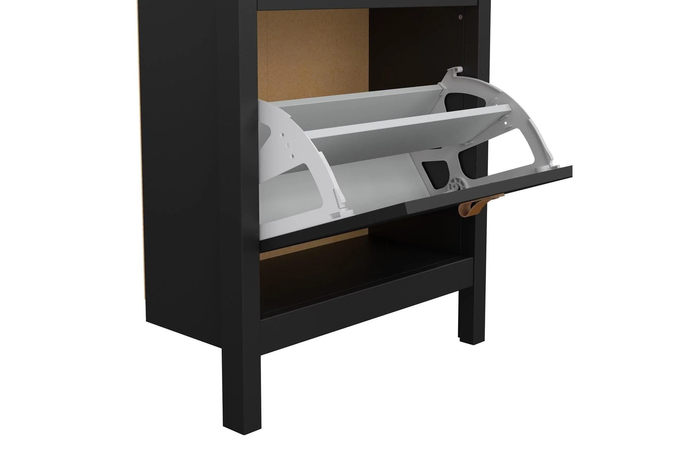 Barcelona Shoe Cabinet 2 Flip Down Doors In Matt Black - Image 8