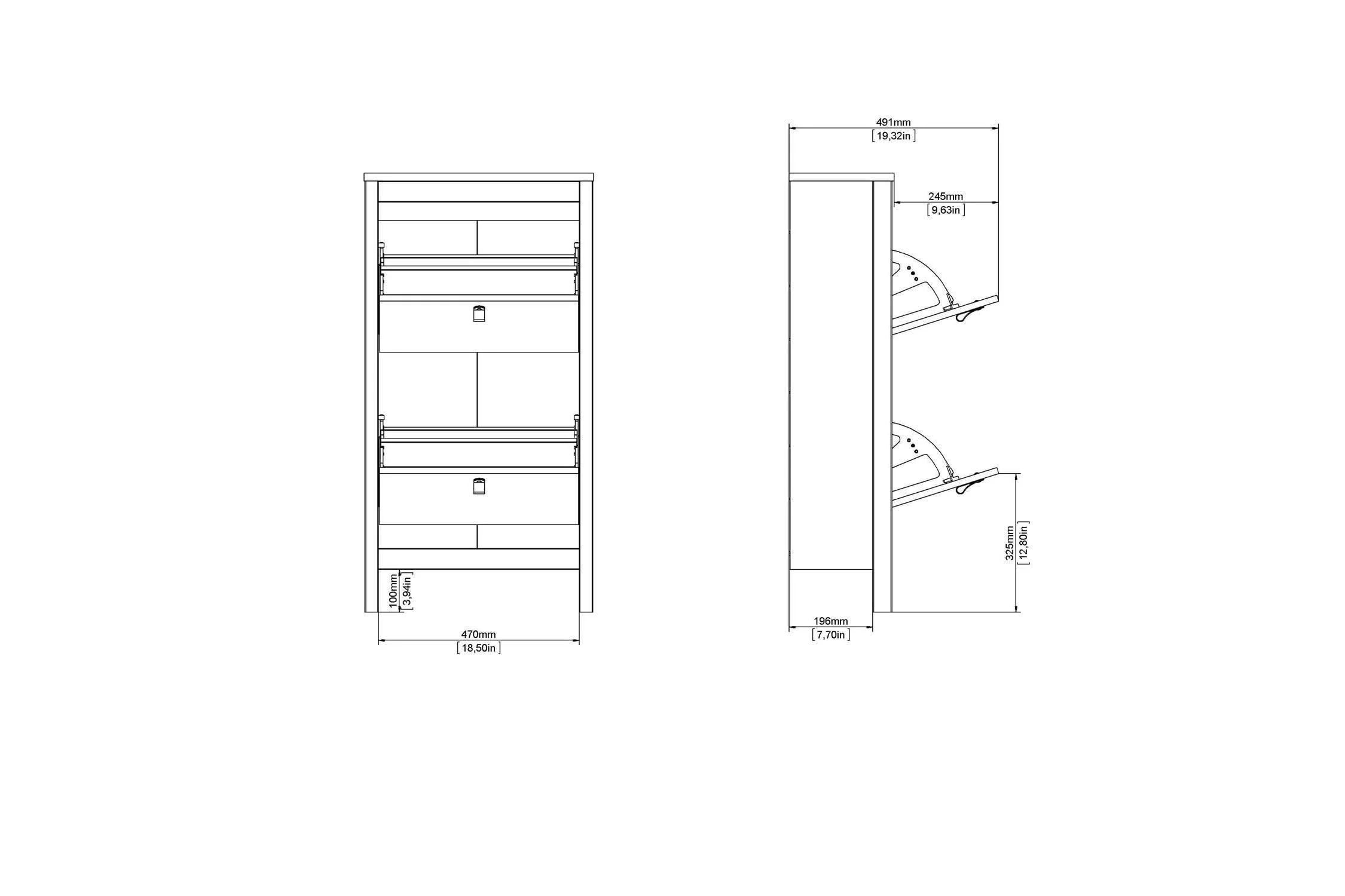 Barcelona Shoe Cabinet 2 Flip Down Doors In White - Image 10