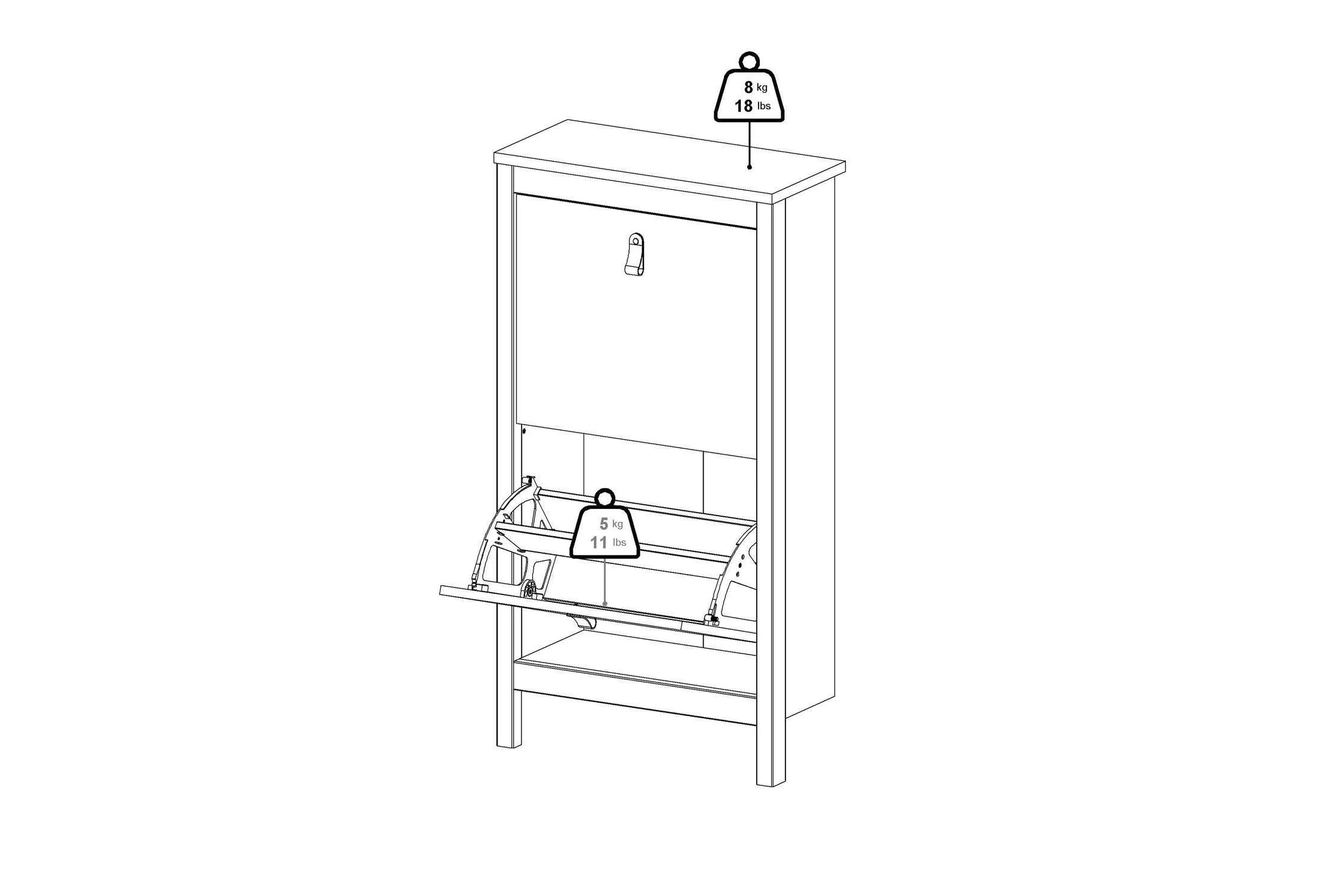 Barcelona Shoe Cabinet 2 Flip Down Doors In White - Image 11