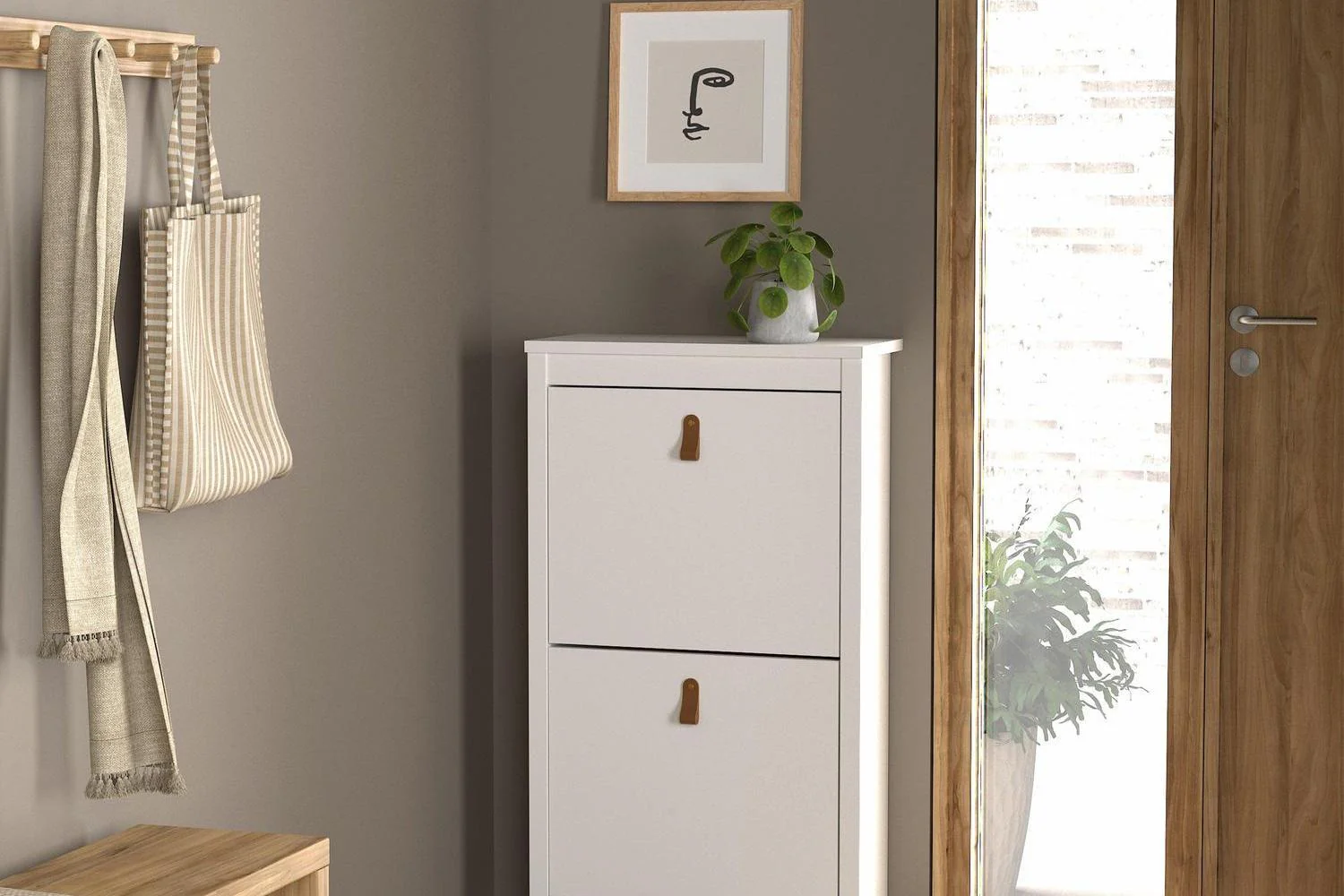 Barcelona Shoe Cabinet 2 Flip Down Doors In White - Image 6