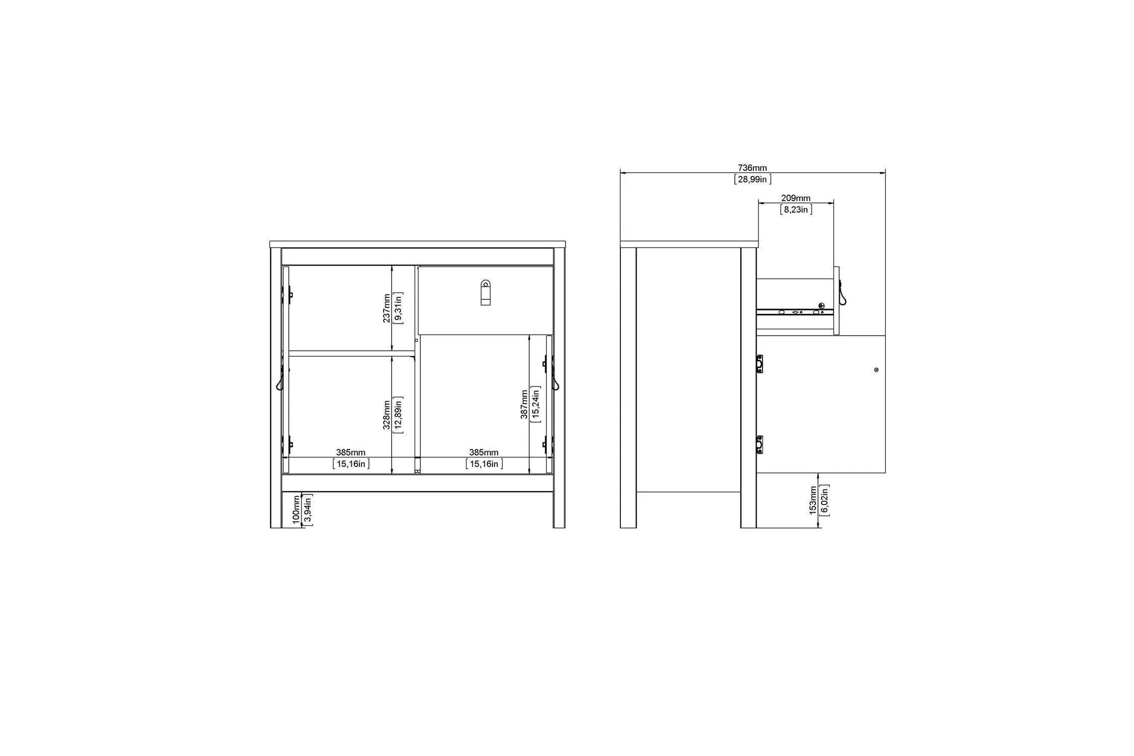 Barcelona Sideboard 2 Doors 1 Drawer In White - Image 9