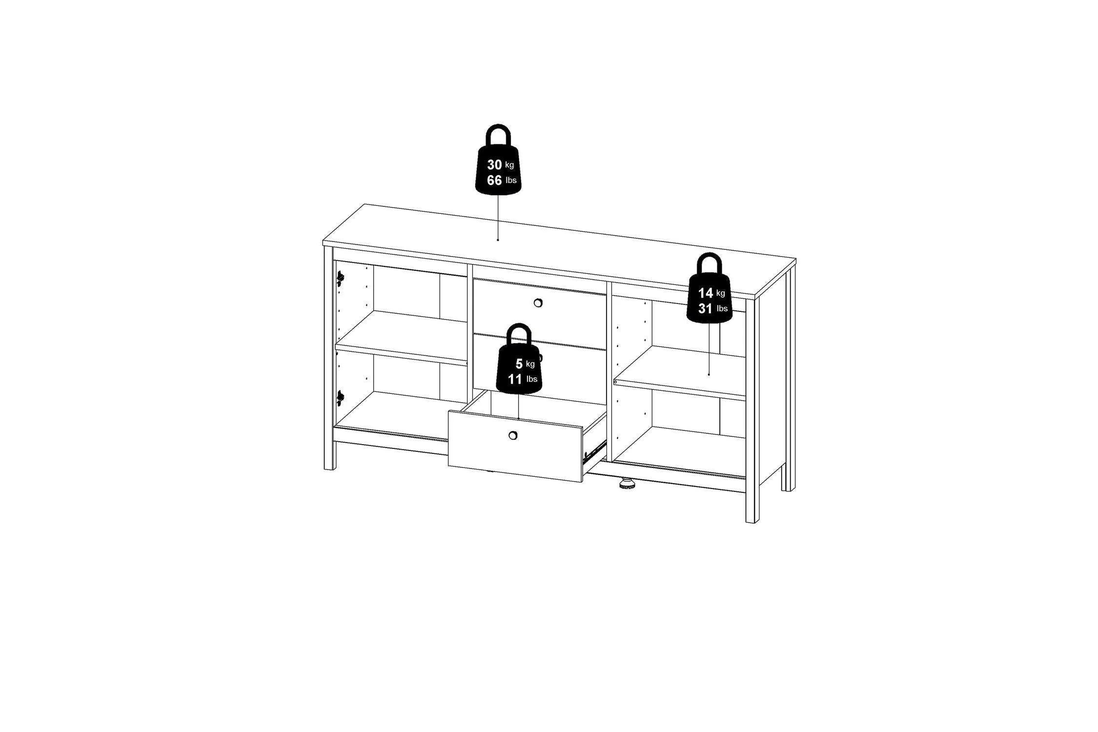 Barcelona Sideboard 2 Doors 3 Drawers In Matt Black - Image 11