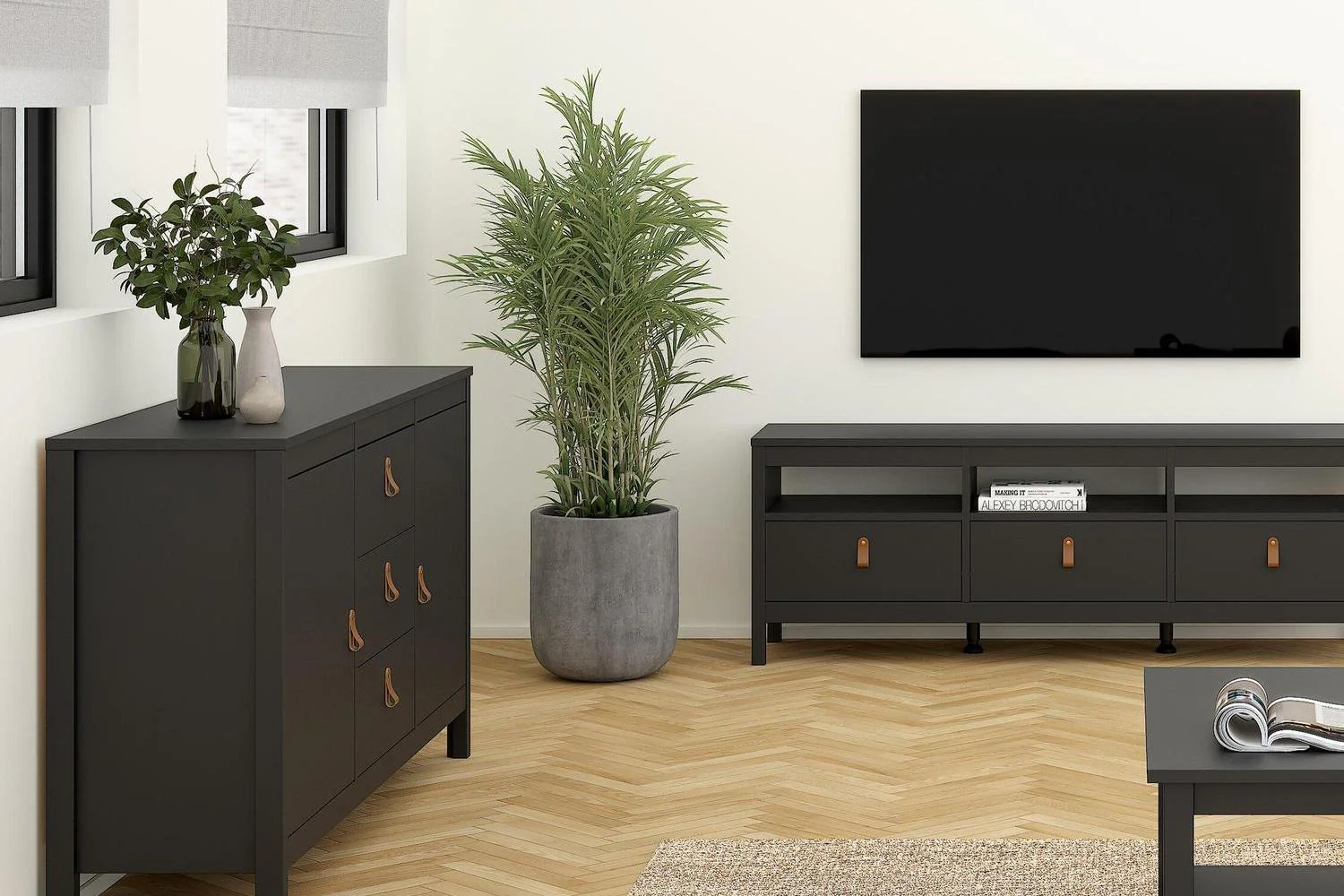 Barcelona Sideboard 2 Doors 3 Drawers In Matt Black - Image 6