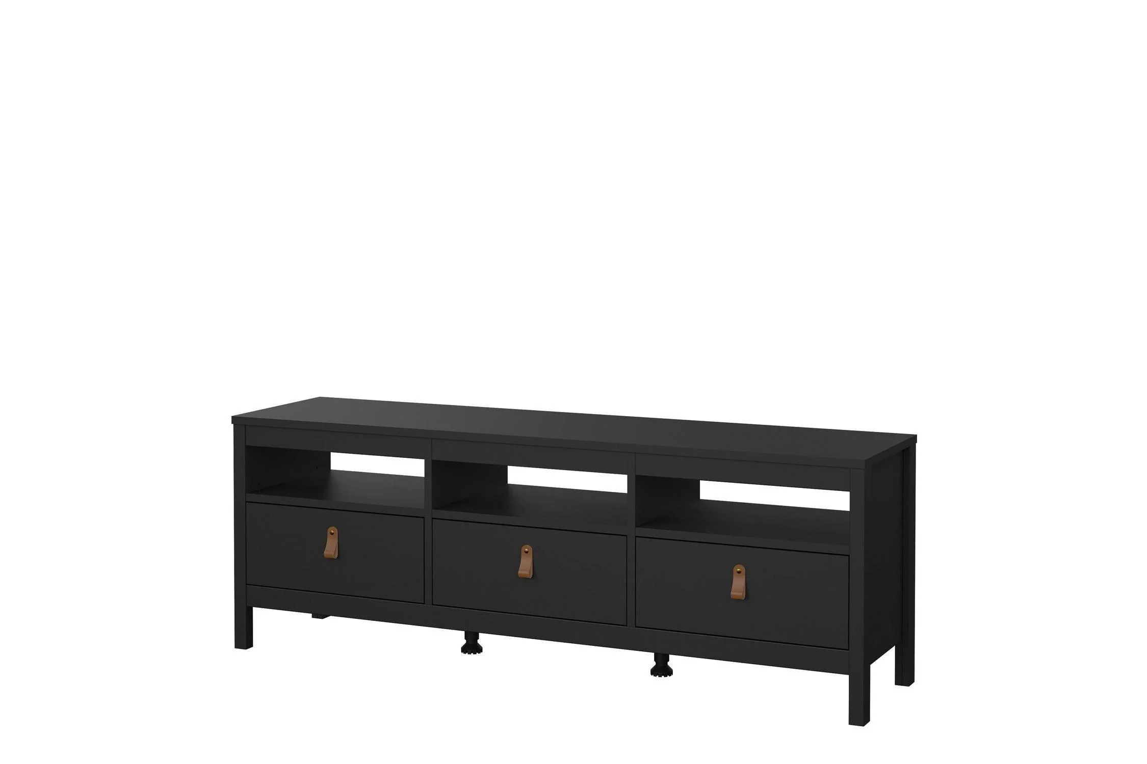 Barcelona Tv Unit 3 Drawers In Matt Black - Image 3