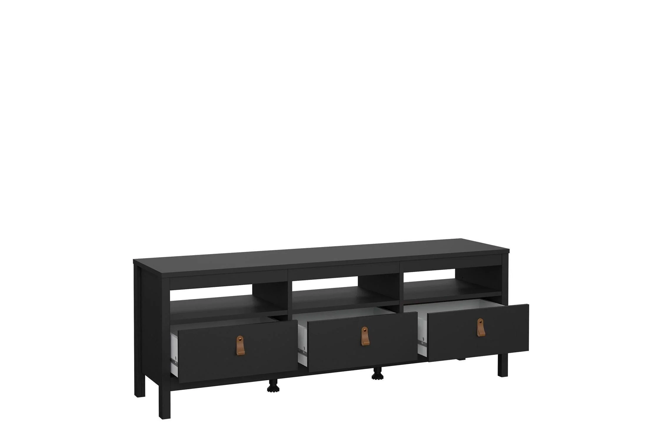 Barcelona Tv Unit 3 Drawers In Matt Black - Image 5