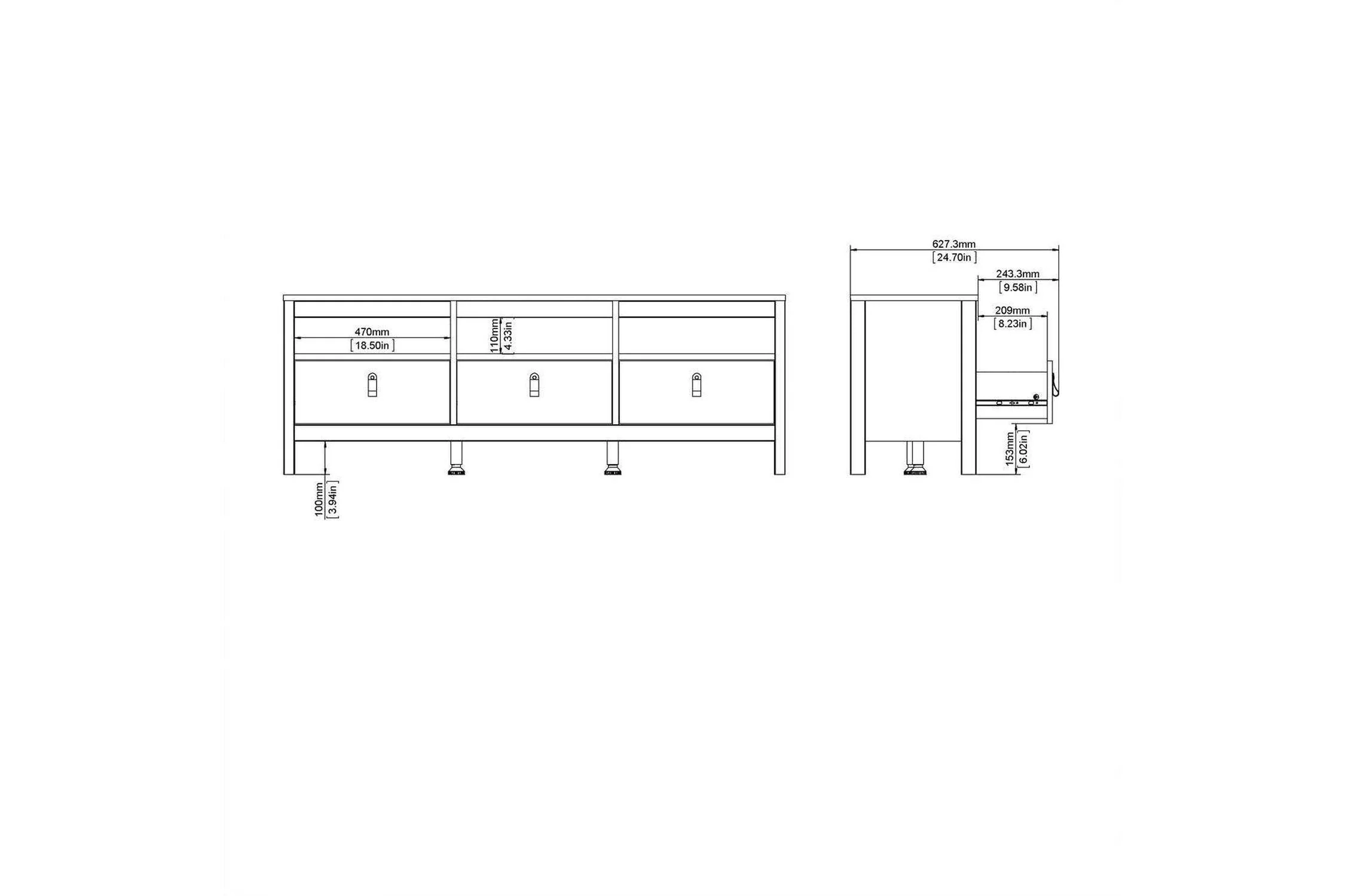 Barcelona Tv Unit 3 Drawers In White - Image 6