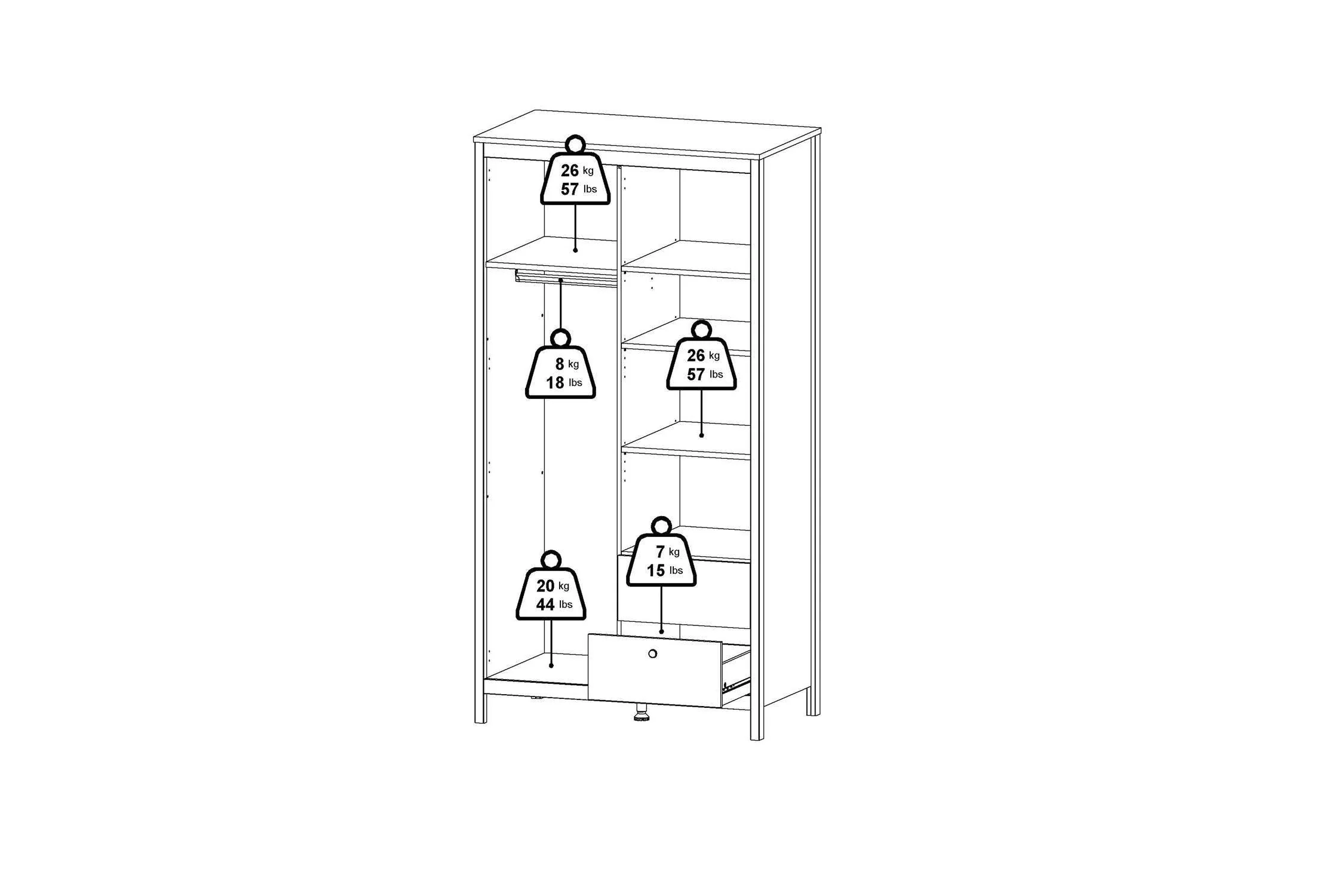Barcelona Wardrobe With 1 Door 1 Mirror Door 2 Drawers In White - Image 11