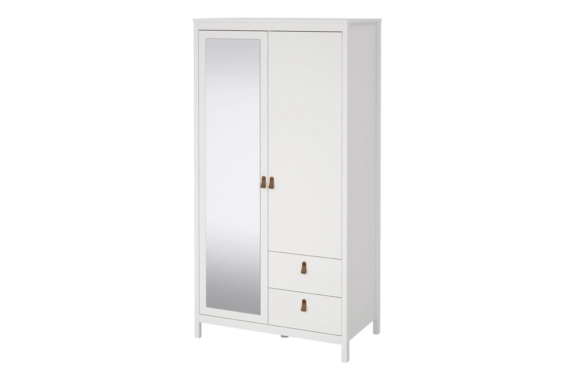 Barcelona Wardrobe With 1 Door 1 Mirror Door 2 Drawers In White - Image 3