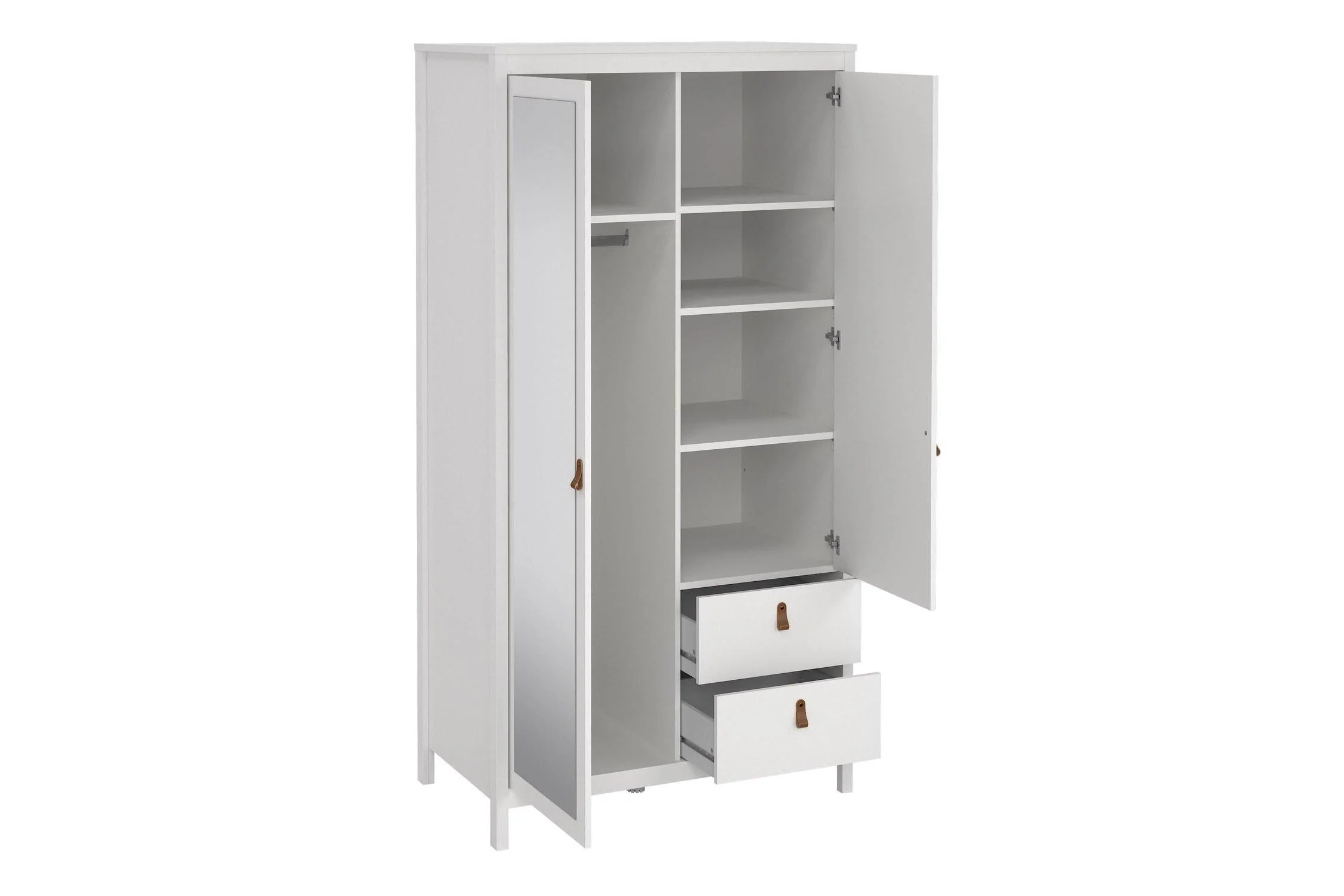 Barcelona Wardrobe With 1 Door 1 Mirror Door 2 Drawers In White - Image 5