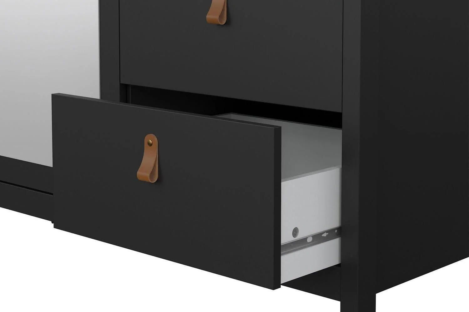 Barcelona Wardrobe With 2 Doors 1 Mirror Door 2 Drawers In Matt Black - Image 8