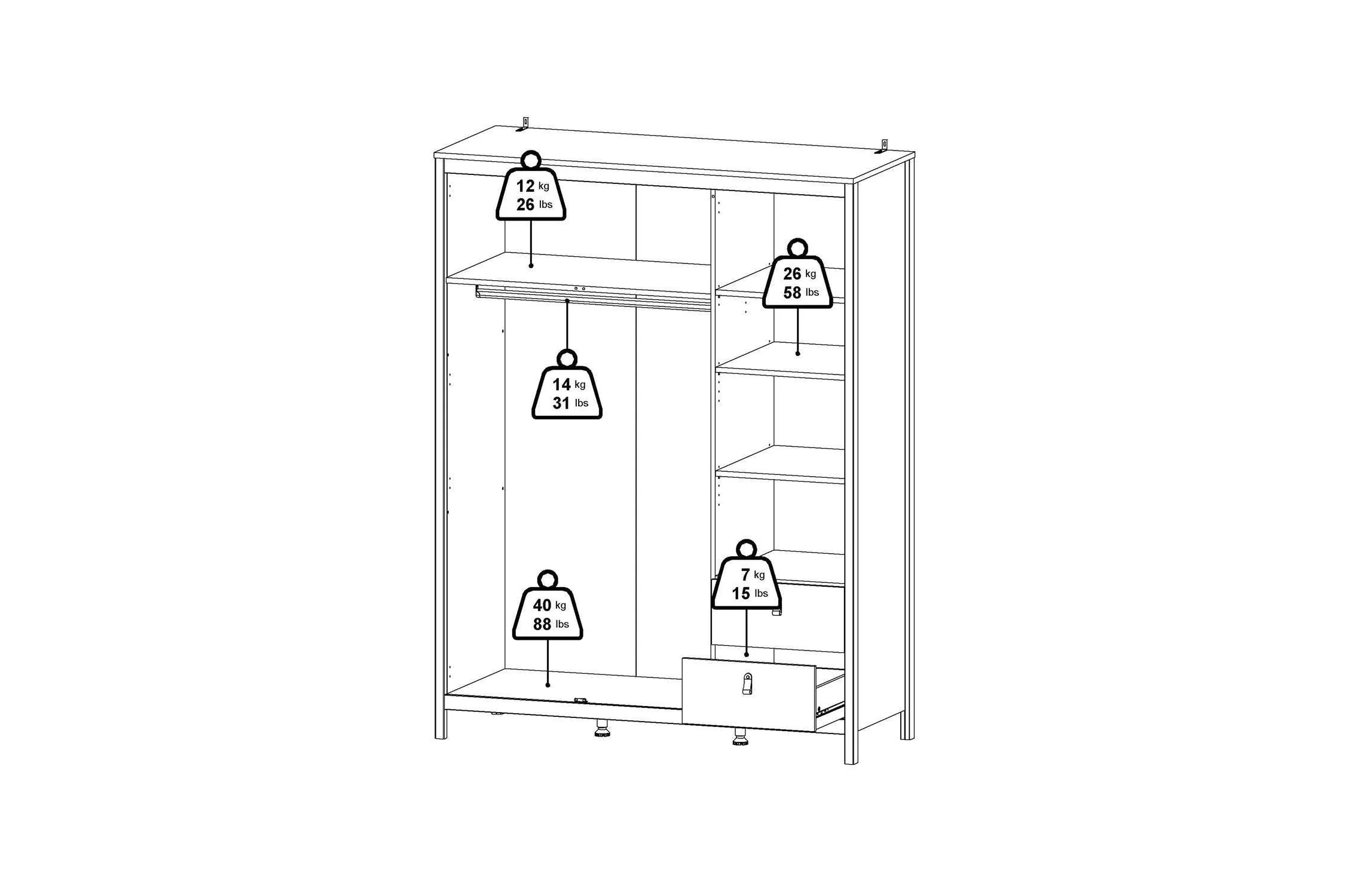 Barcelona Wardrobe With 2 Doors 1 Mirror Door 2 Drawers In White - Image 11