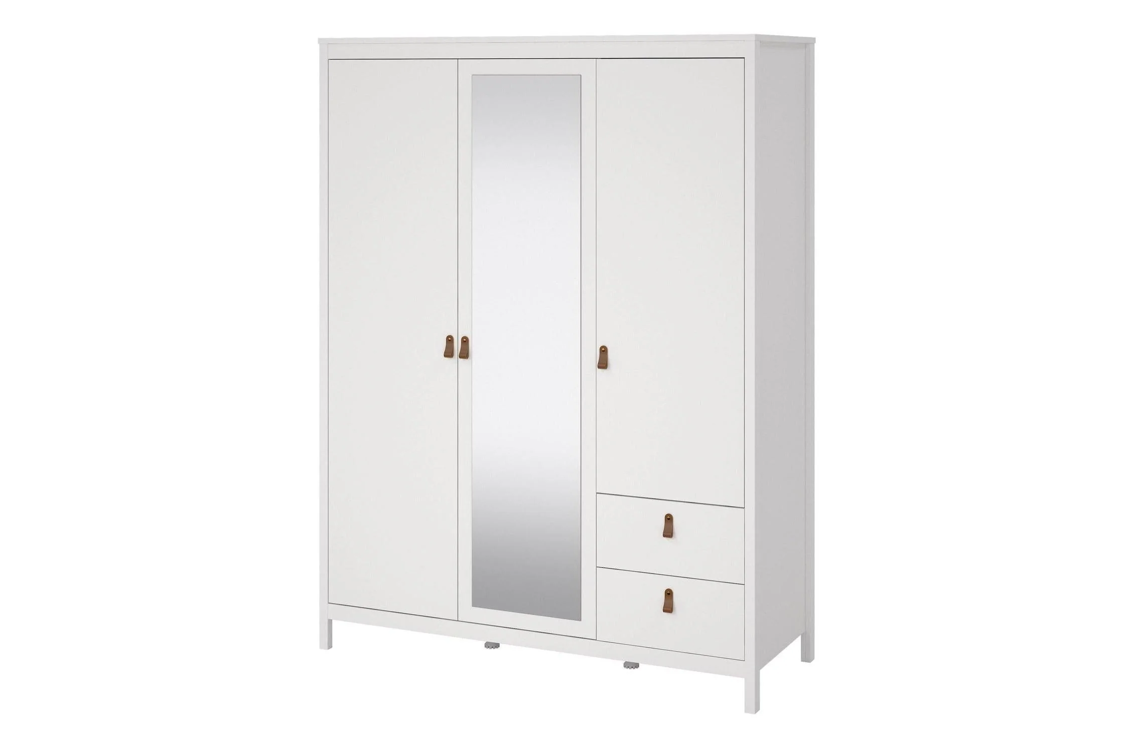 Barcelona Wardrobe With 2 Doors 1 Mirror Door 2 Drawers In White - Image 3