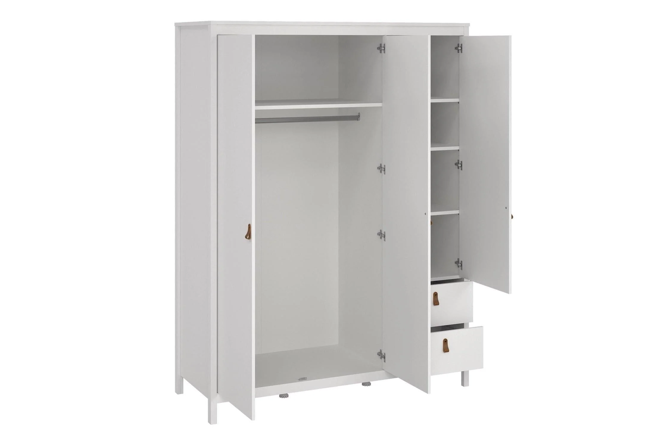 Barcelona Wardrobe With 2 Doors 1 Mirror Door 2 Drawers In White - Image 5