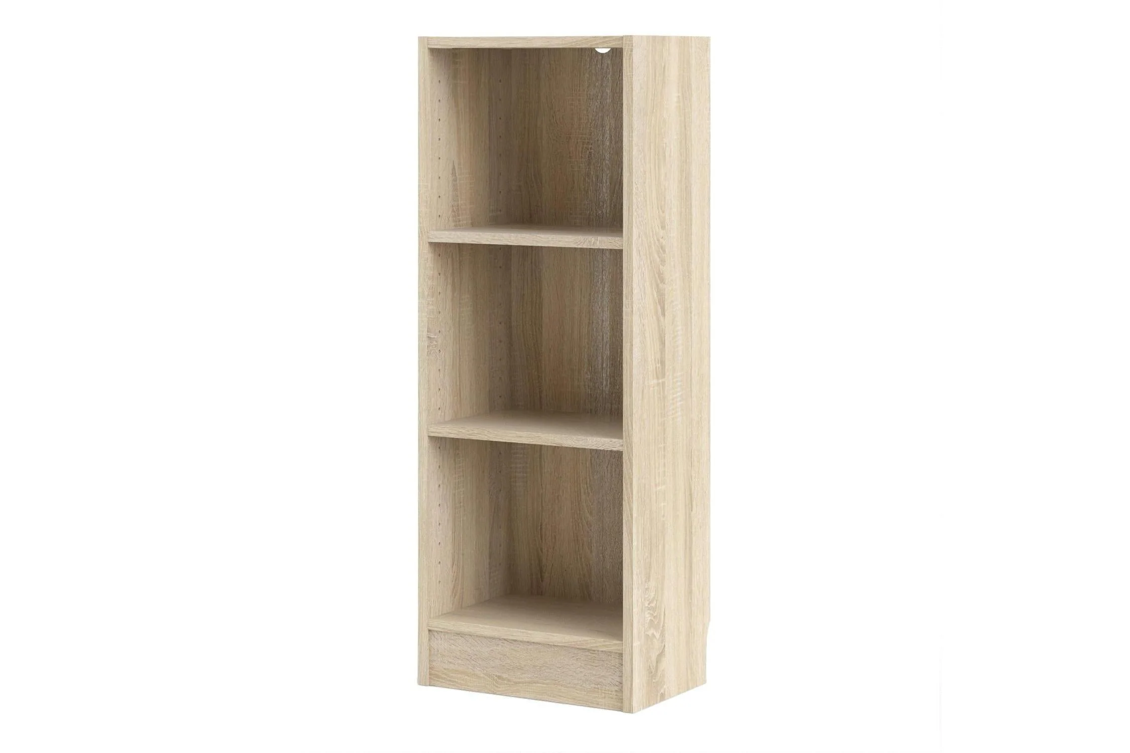 Basic Low Narrow Bookcase with 2 Shelves in Oak - Image 3
