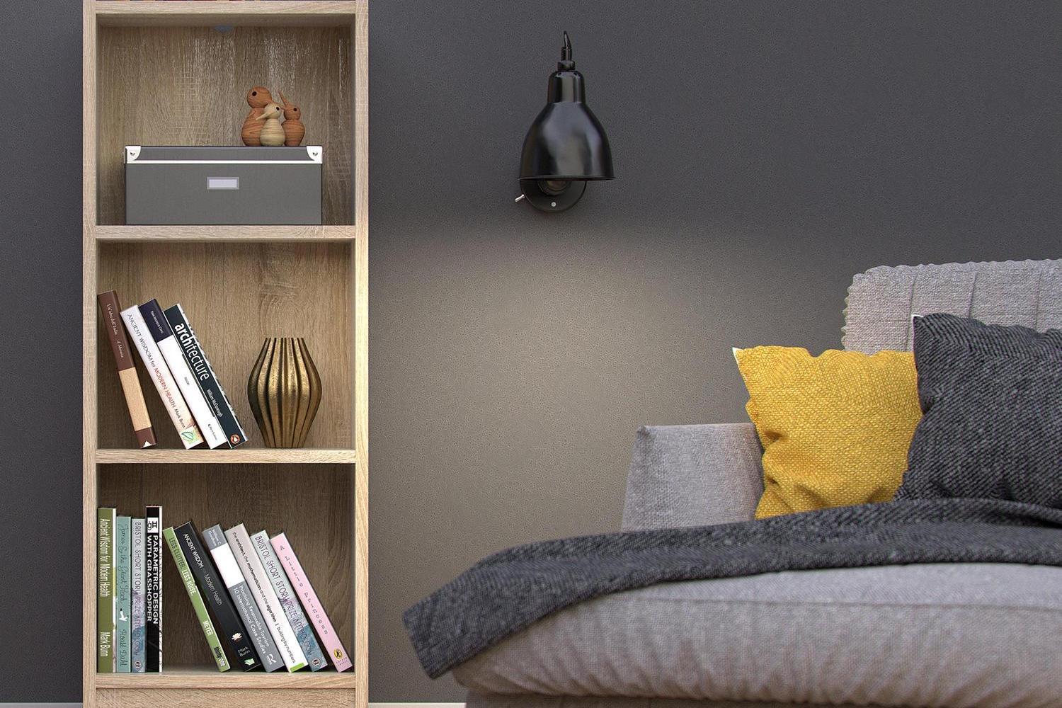 Basic Low Narrow Bookcase with 2 Shelves in Oak - Image 5