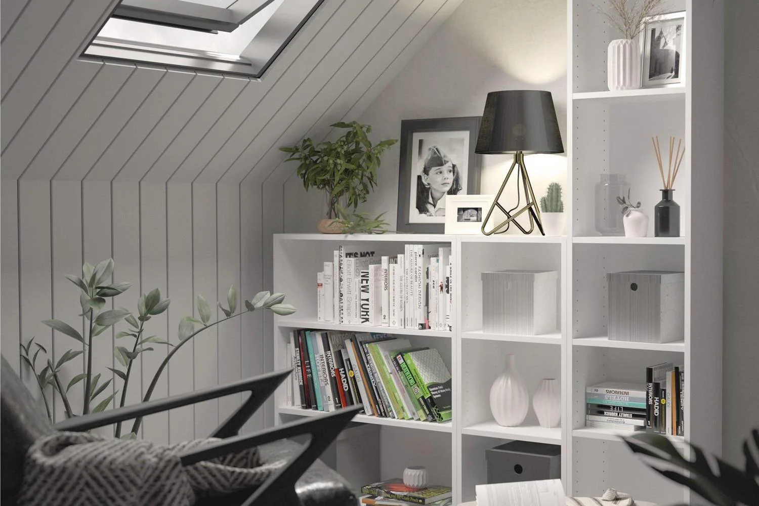 Basic Low Narrow 2 Shelf Bookcase in White - Image 6